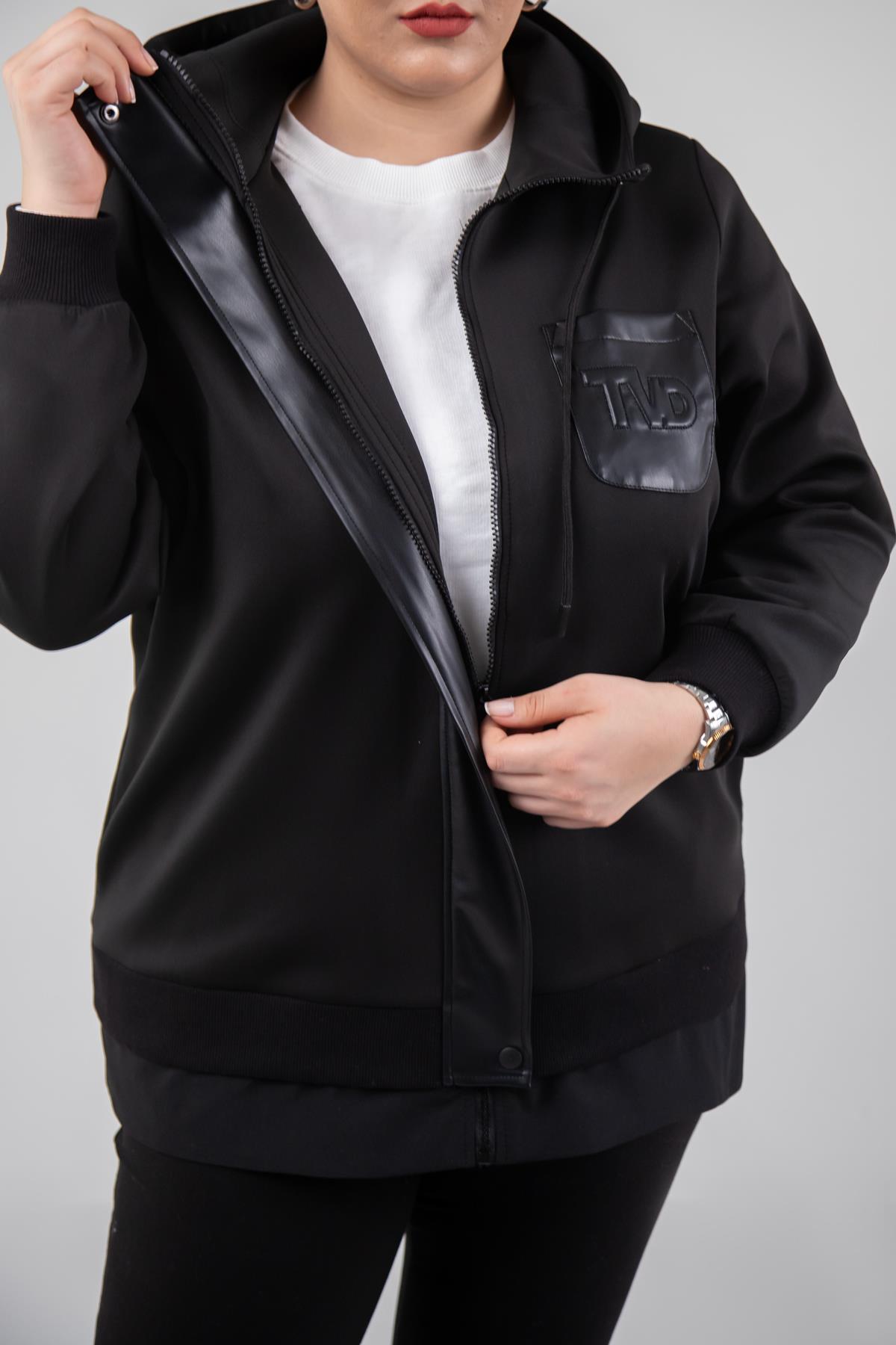 Büyük Beden 3330229 Tvd Nakışlı Sweat Siyah