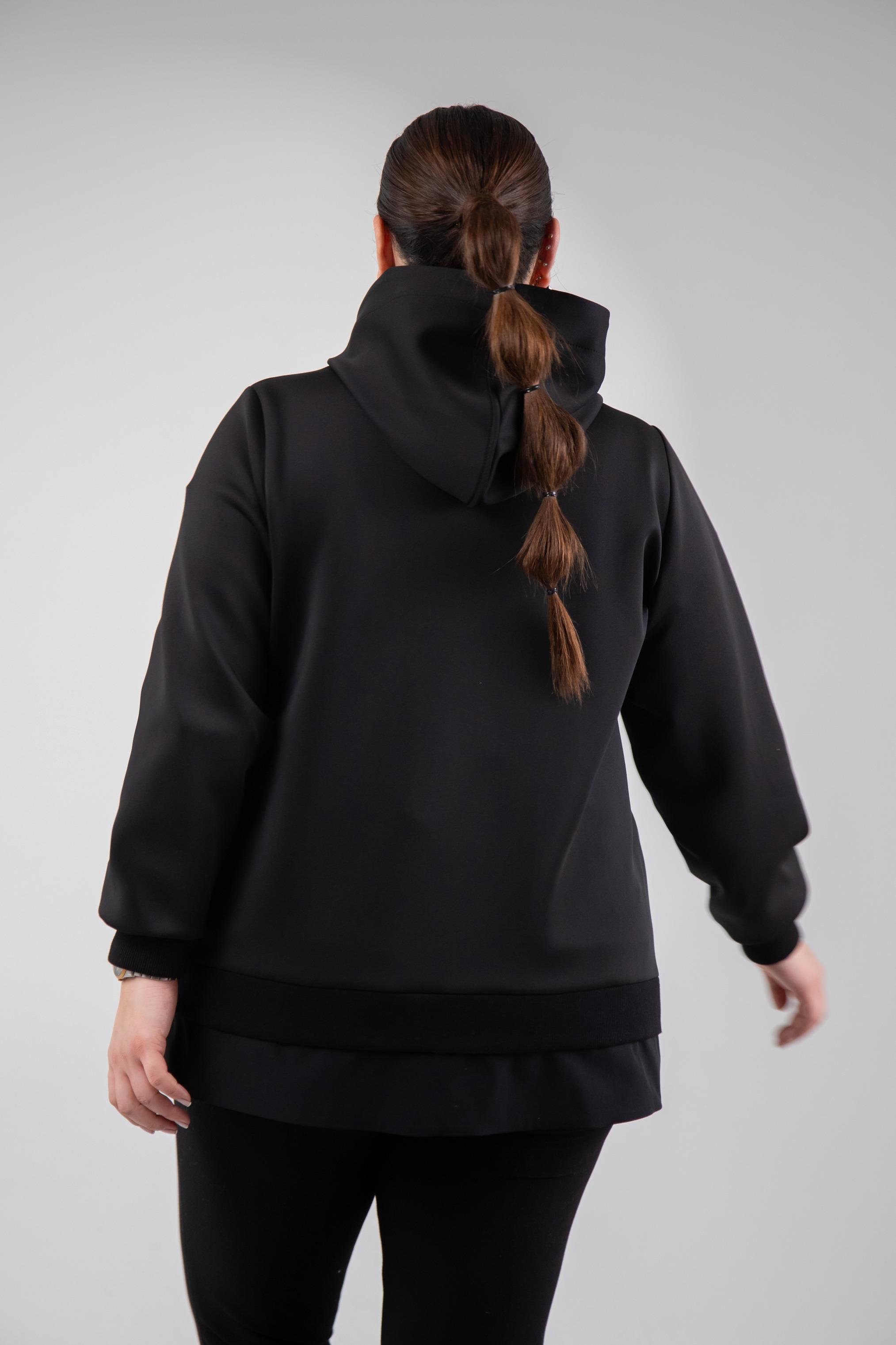 Büyük Beden 3330229 Tvd Nakışlı Sweat Siyah