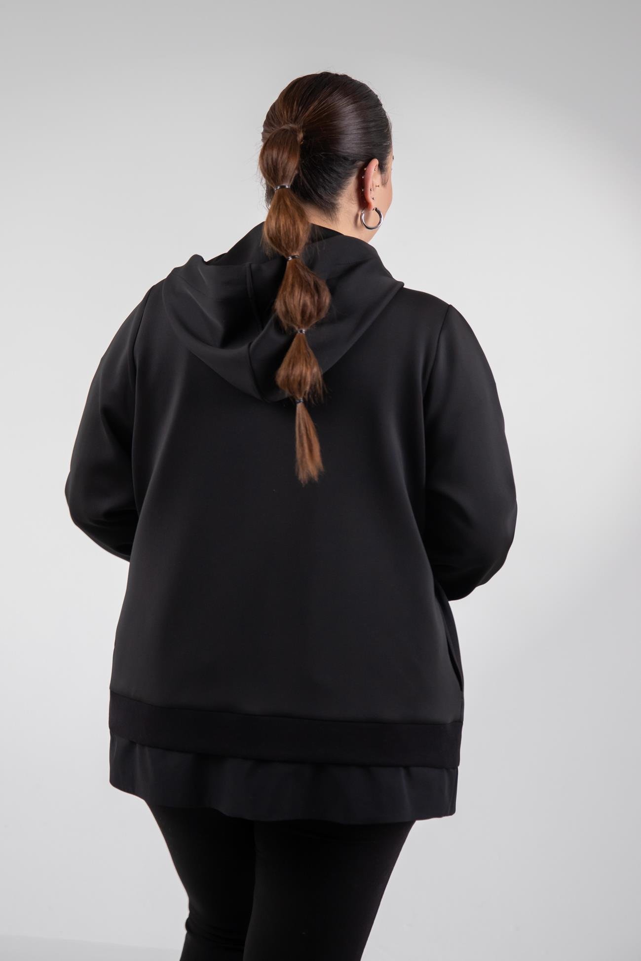 Büyük Beden 3330229 Tvd Nakışlı Sweat Siyah