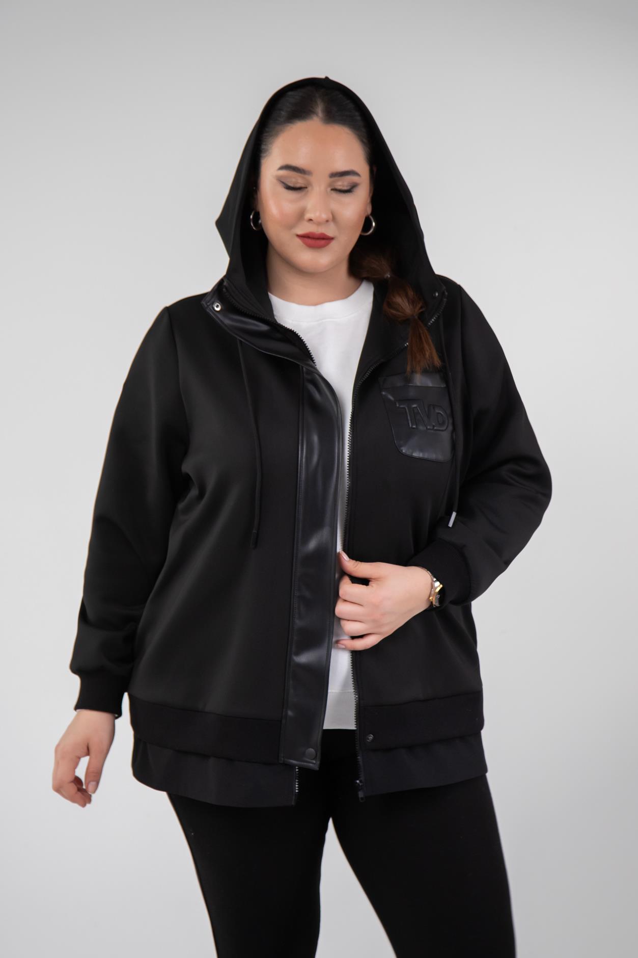 Büyük Beden 3330229 Tvd Nakışlı Sweat Siyah