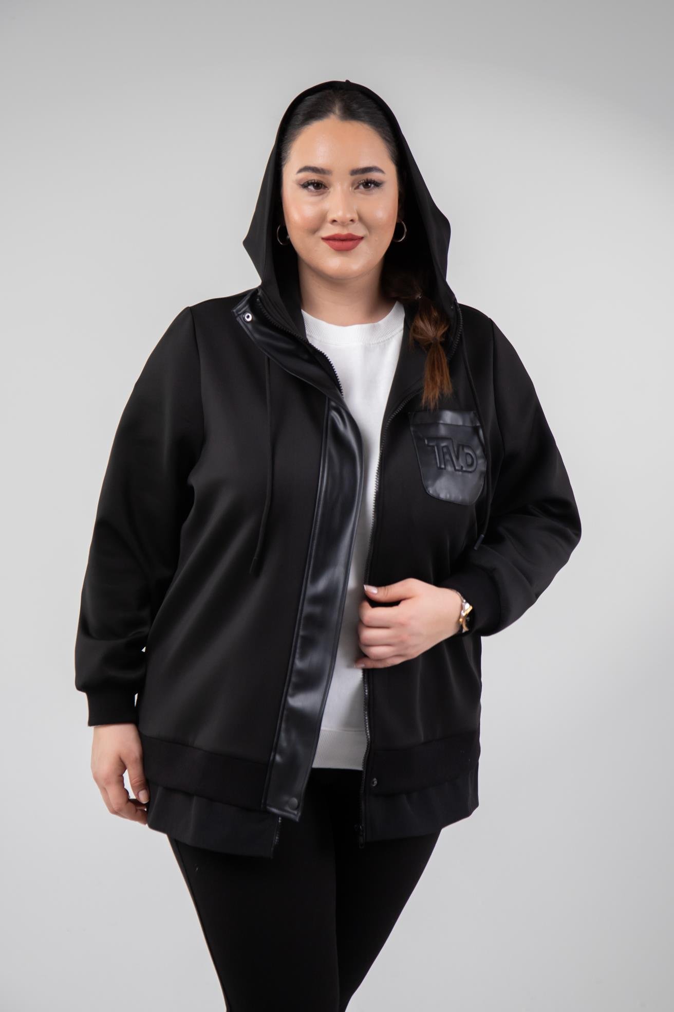 Büyük Beden 3330229 Tvd Nakışlı Sweat Siyah