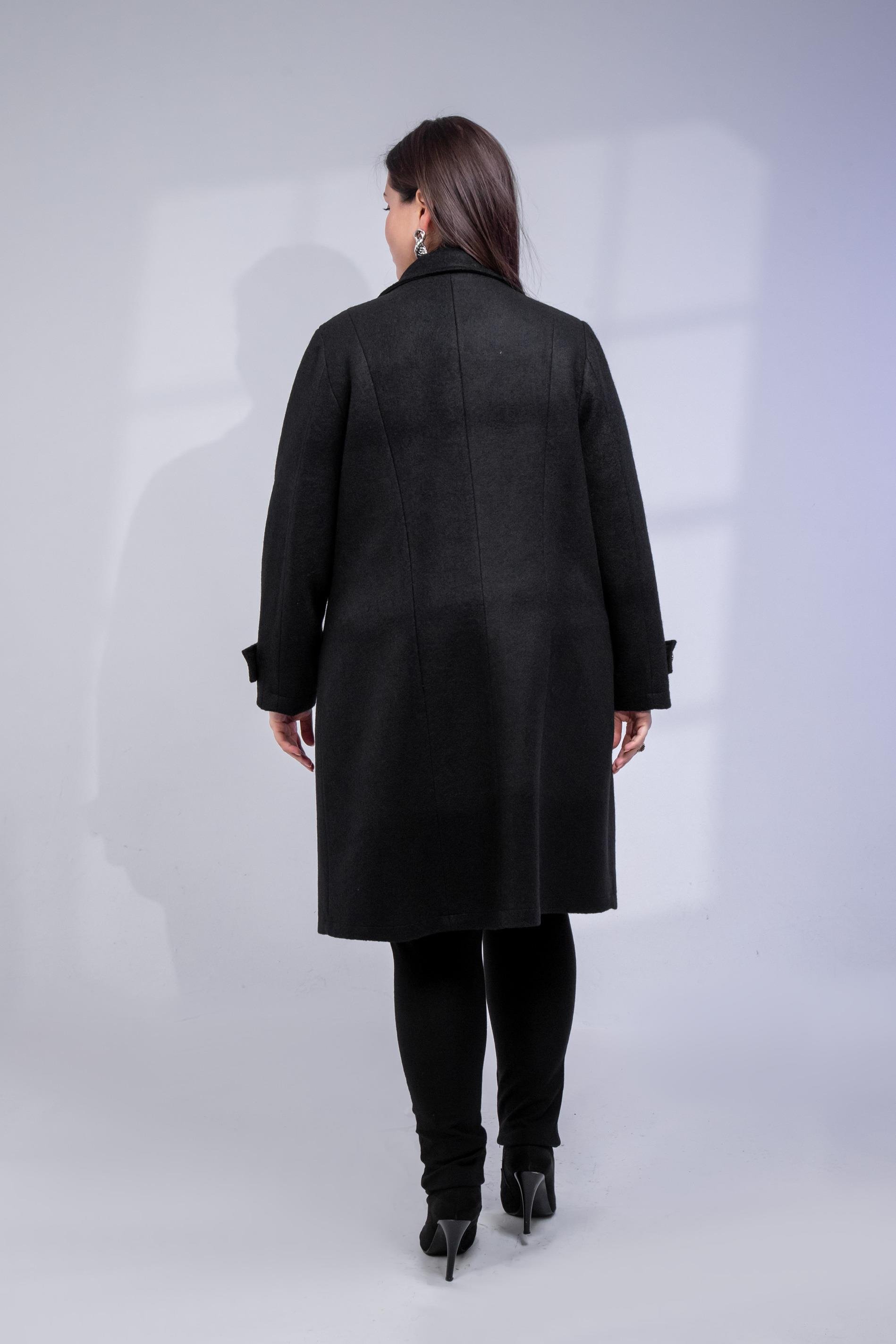 Büyük Beden 3330246 Çıt Çıt Detaylı Kaban Siyah