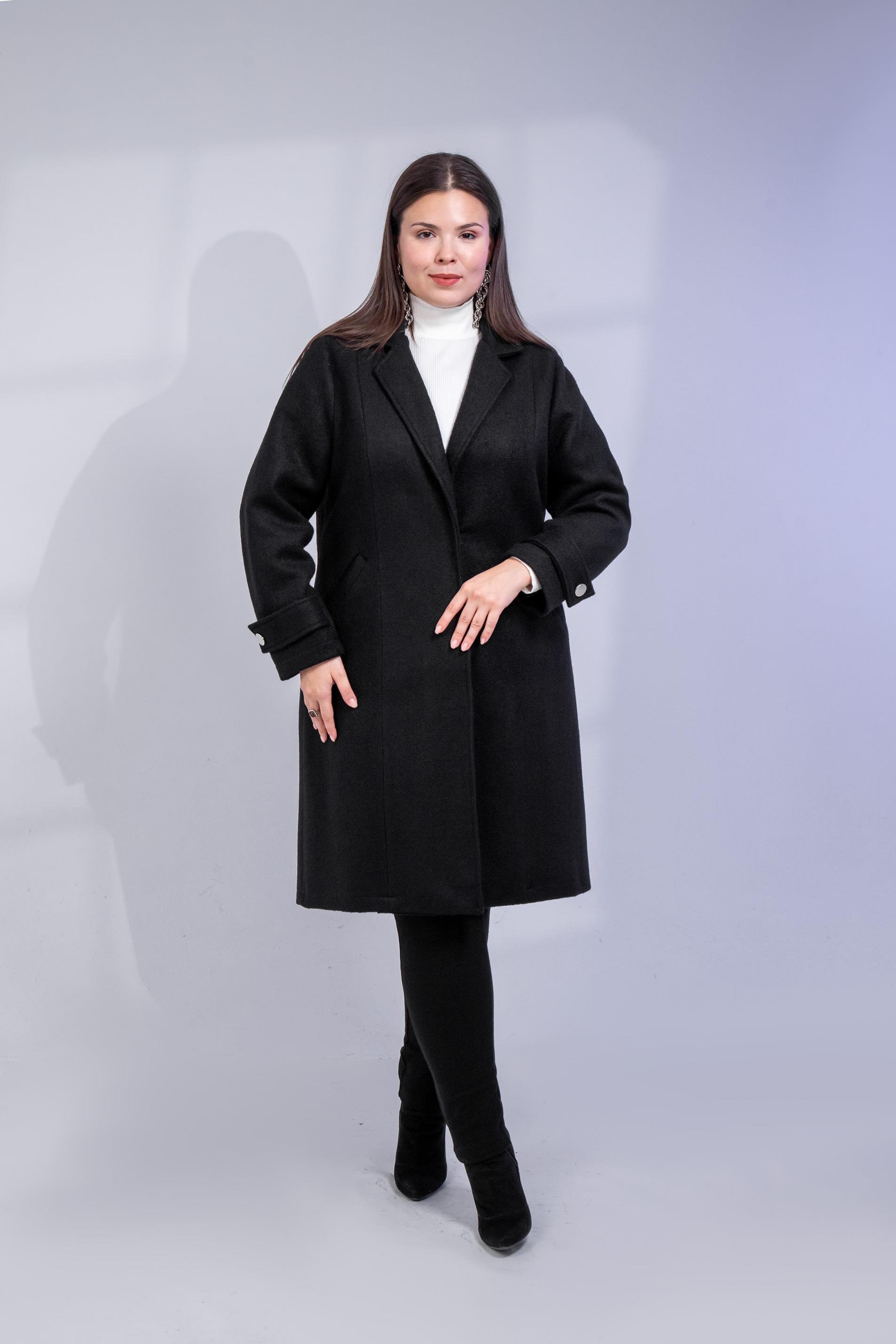 Büyük Beden 3330246 Çıt Çıt Detaylı Kaban Siyah