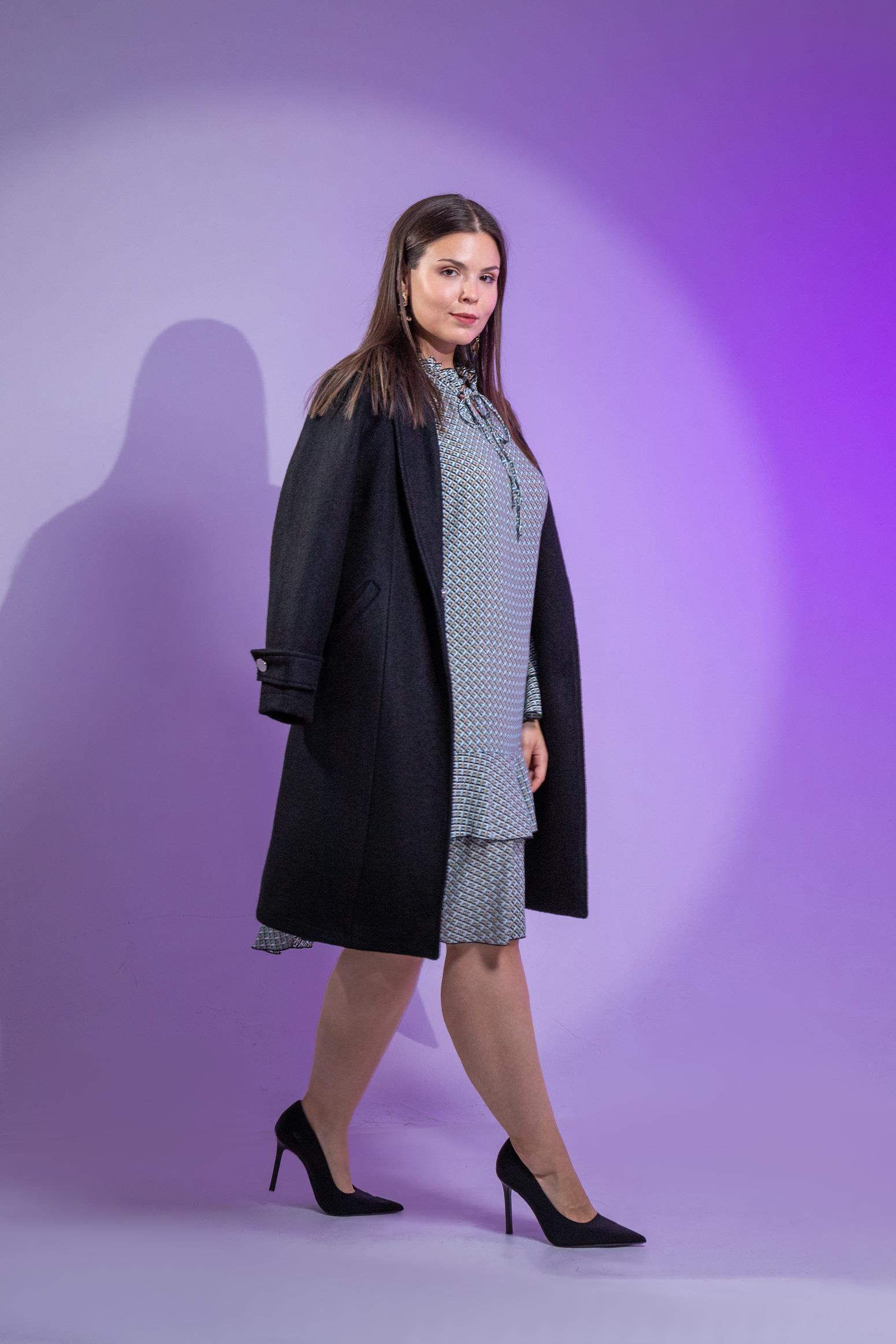 Büyük Beden 3330246 Çıt Çıt Detaylı Kaban Siyah