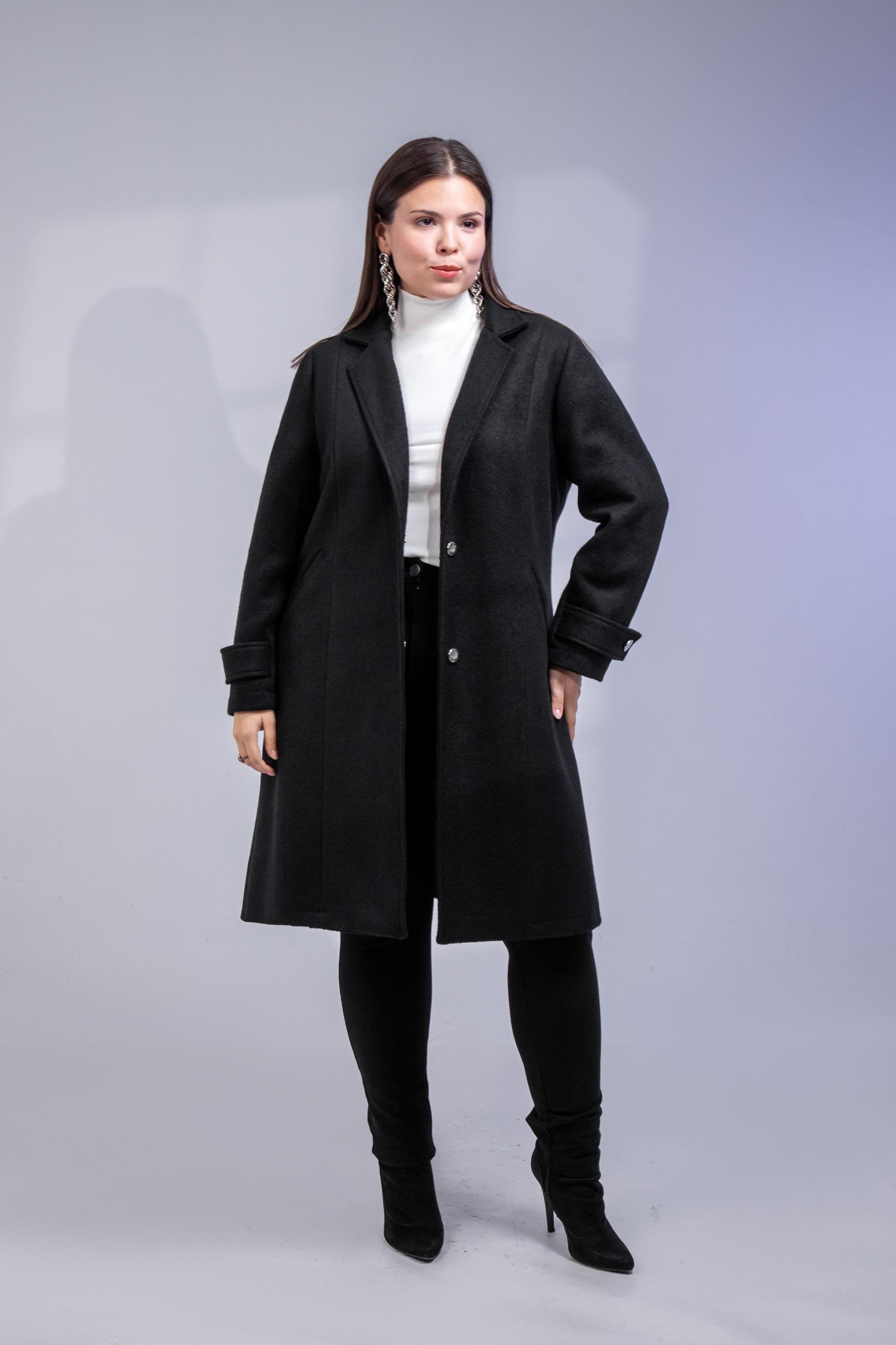 Büyük Beden 3330246 Çıt Çıt Detaylı Kaban Siyah