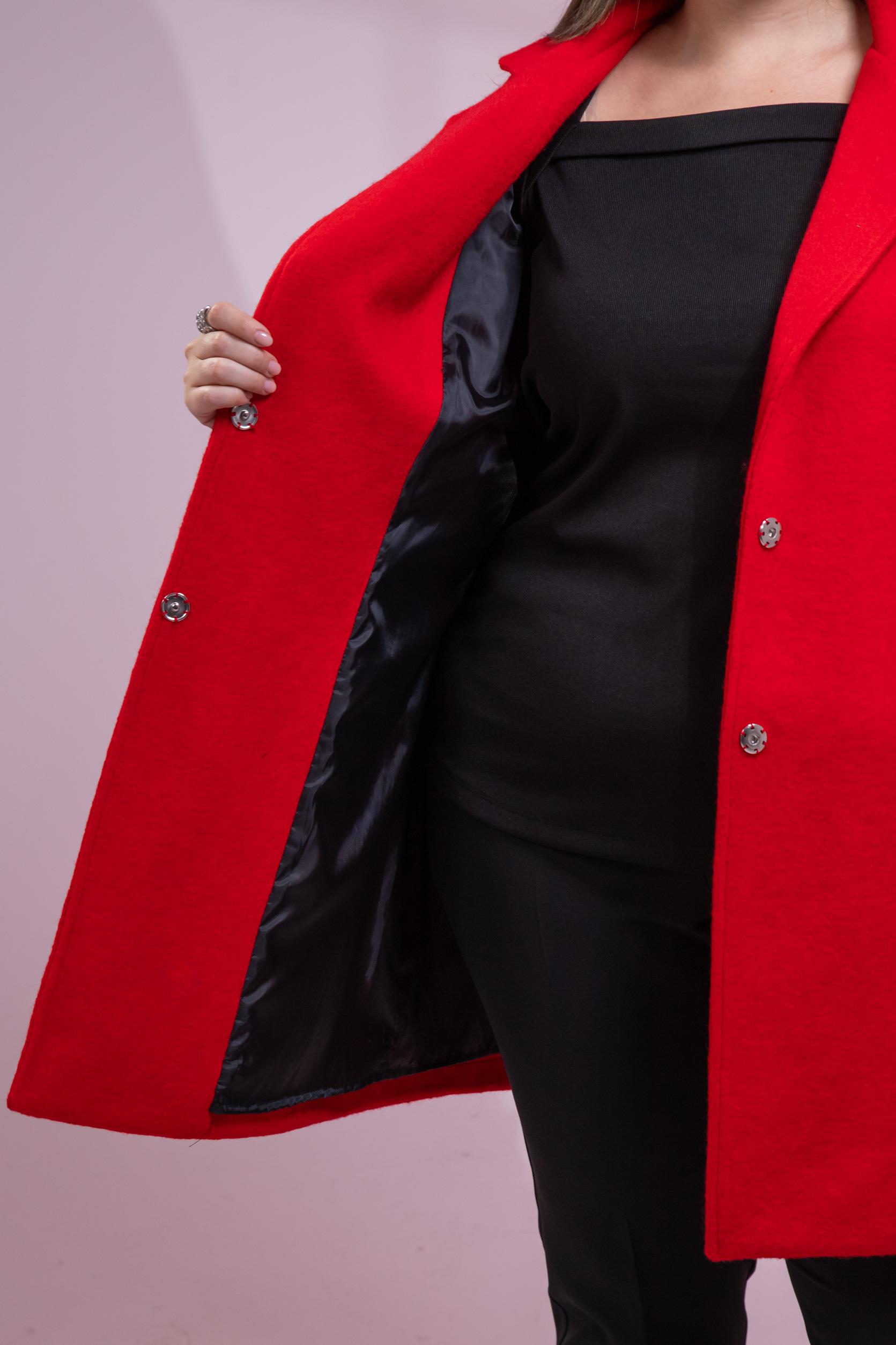 Büyük Beden 3330246 Çıt Çıt Detaylı Kaban Kırmızı