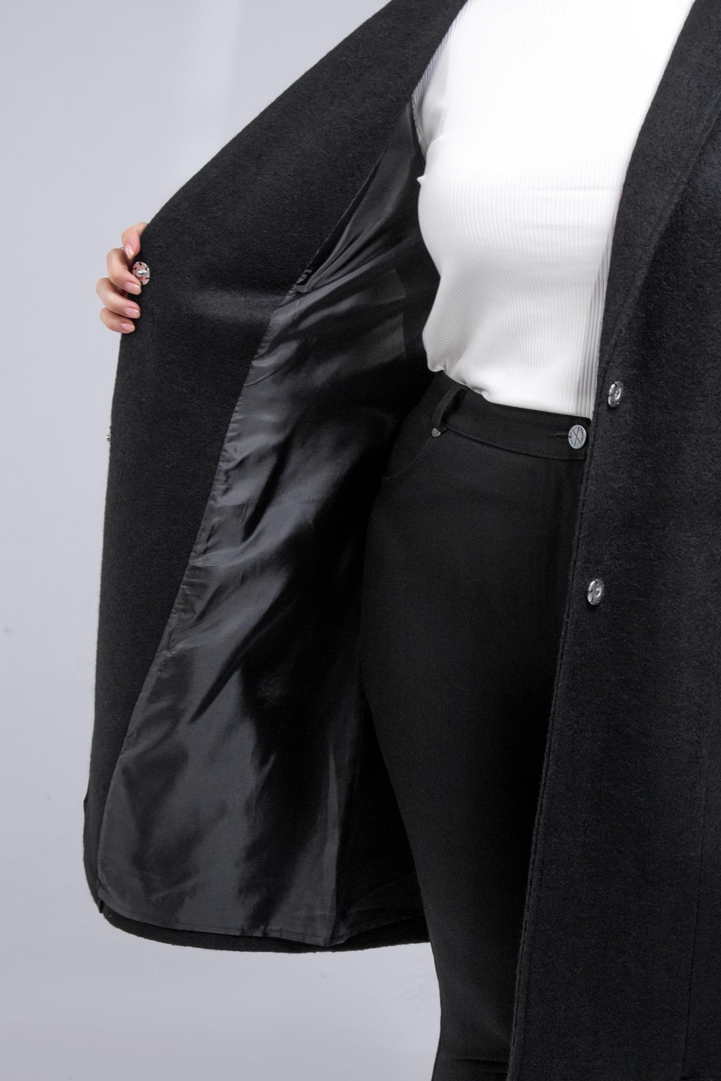 Büyük Beden 3330246 Çıt Çıt Detaylı Kaban Siyah