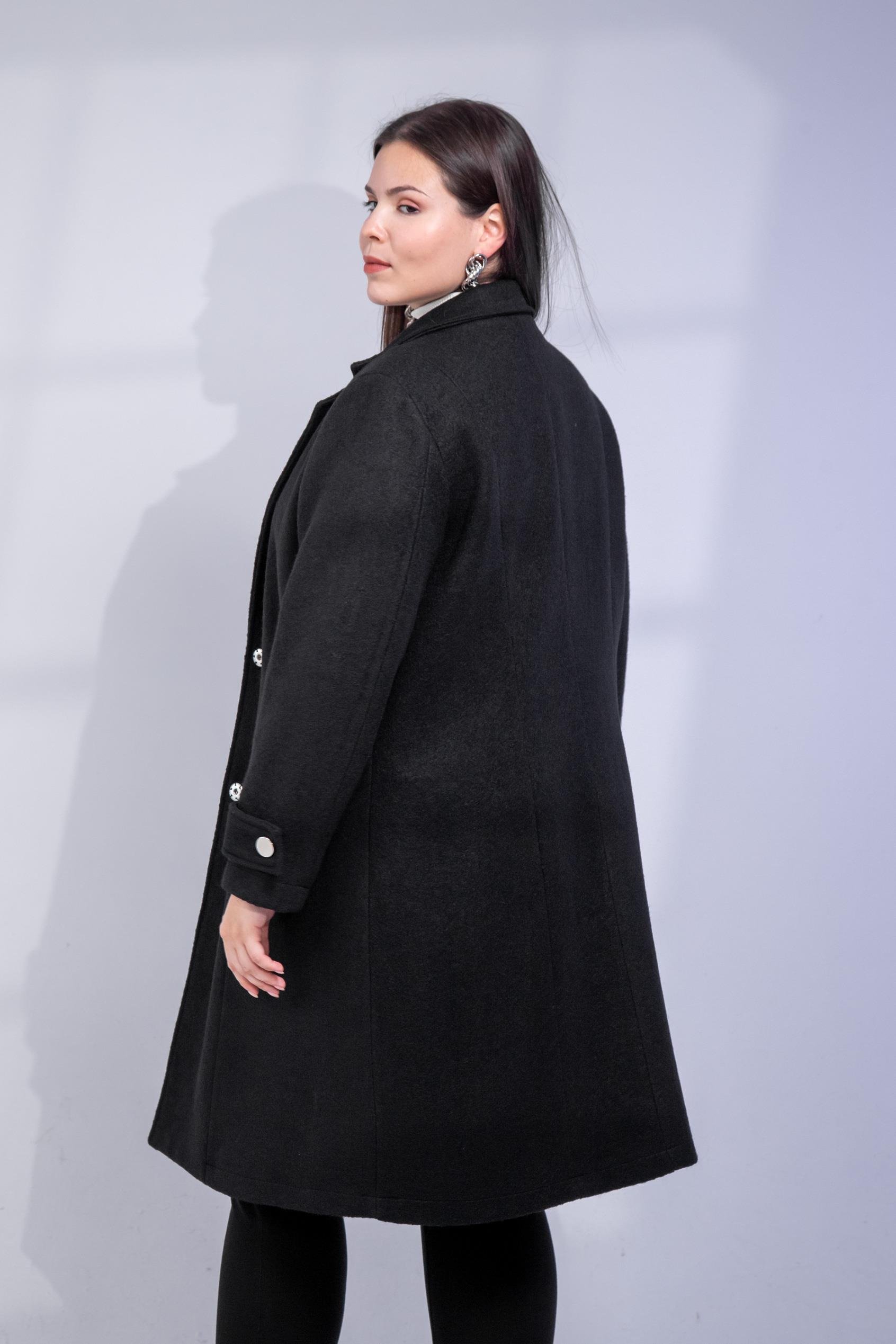 Büyük Beden 3330246 Çıt Çıt Detaylı Kaban Siyah