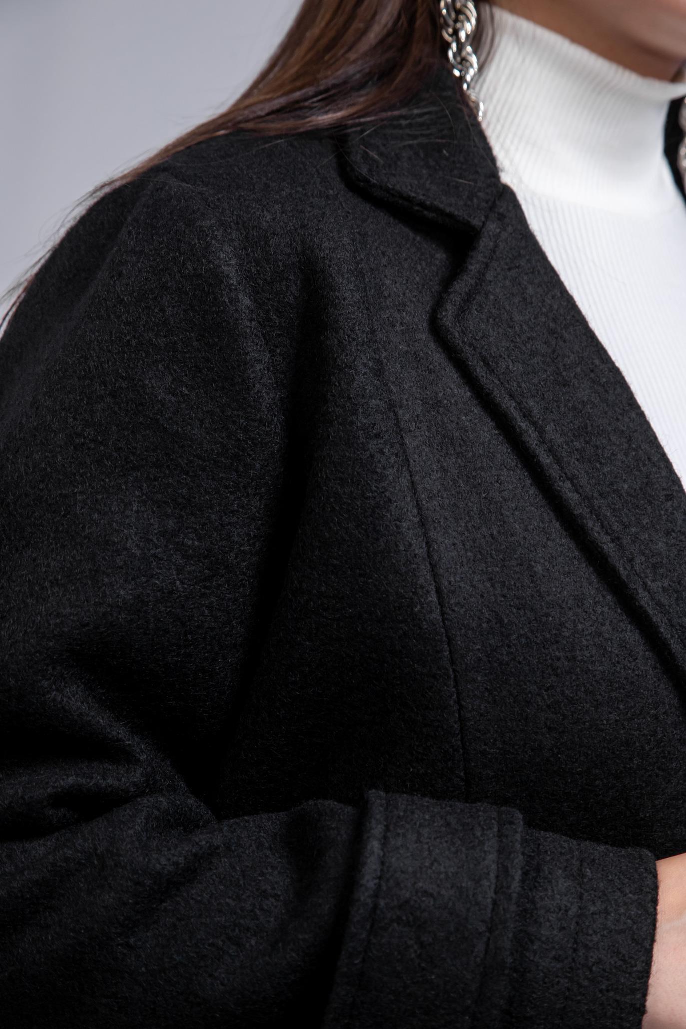 Büyük Beden 3330246 Çıt Çıt Detaylı Kaban Siyah