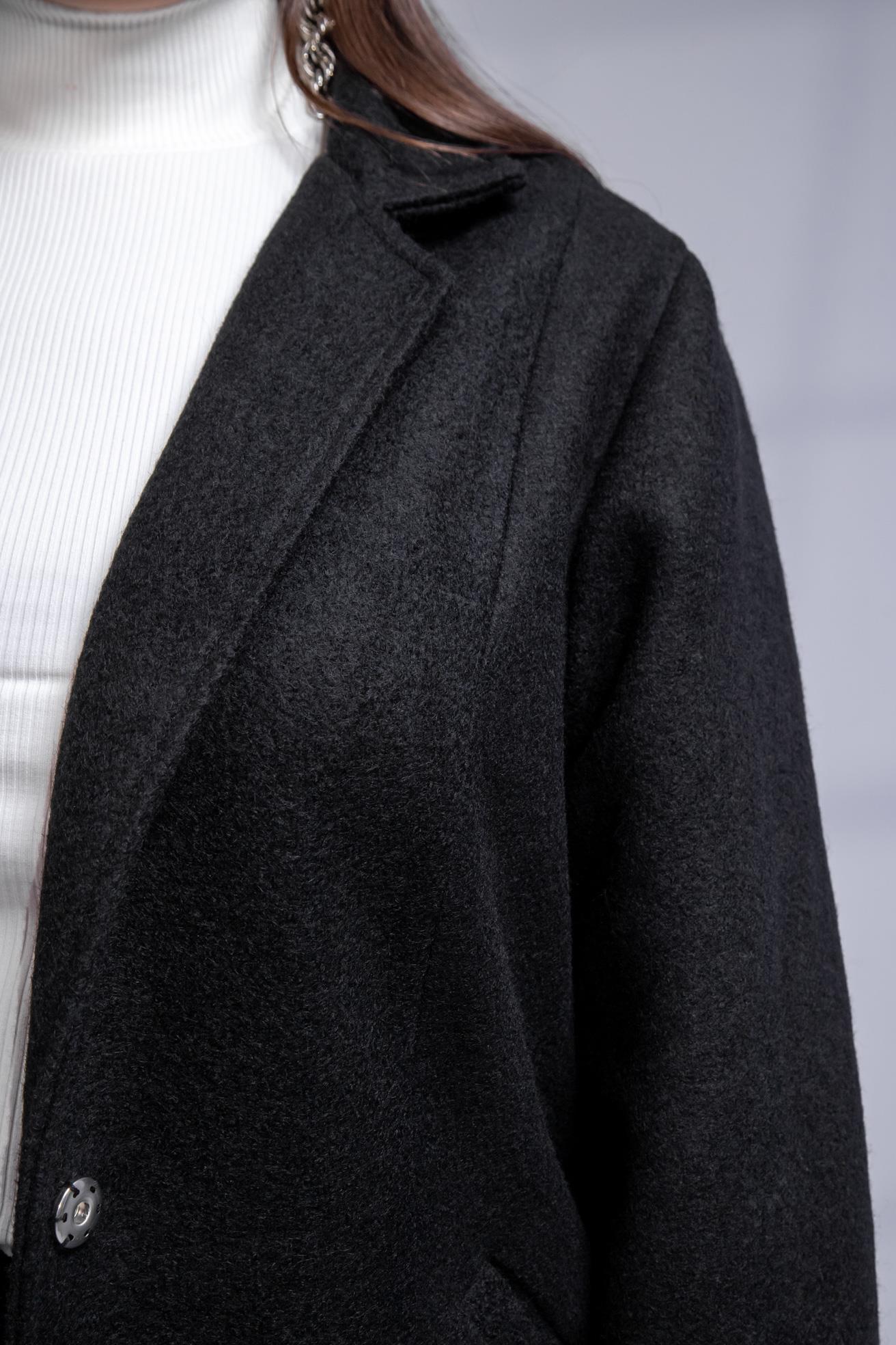 Büyük Beden 3330246 Çıt Çıt Detaylı Kaban Siyah