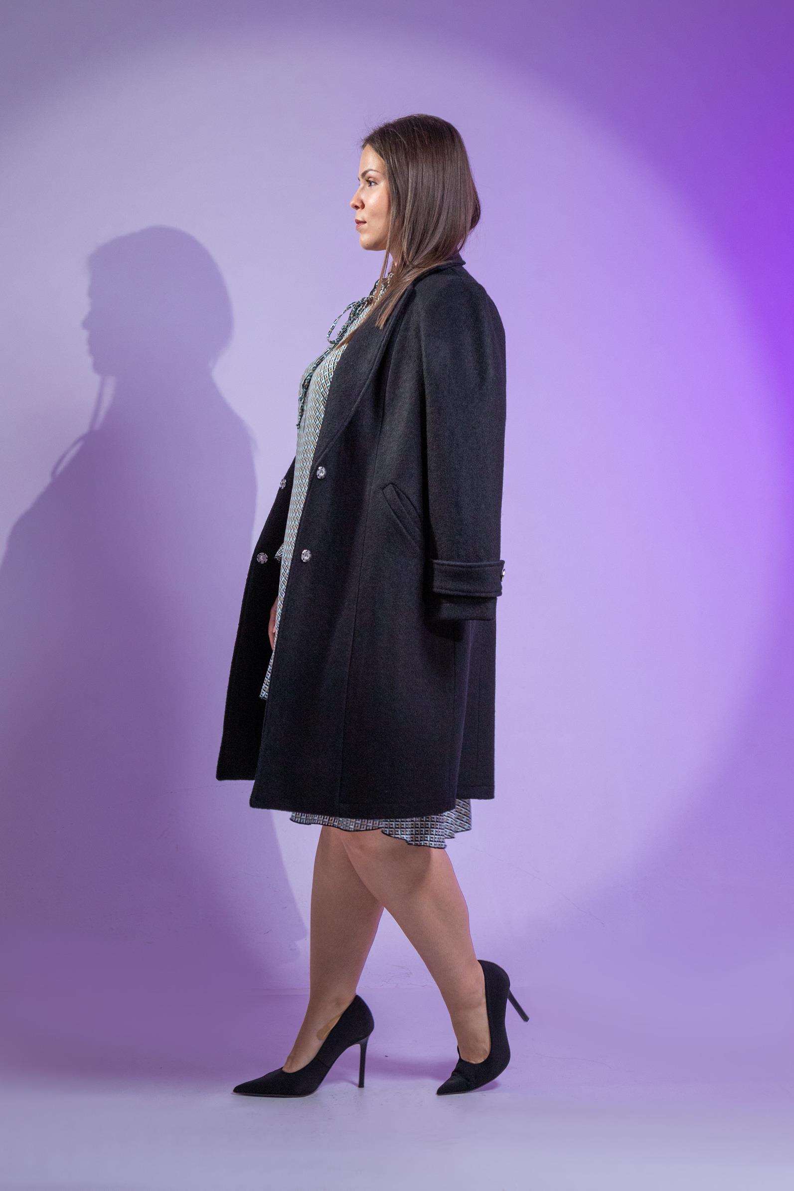 Büyük Beden 3330246 Çıt Çıt Detaylı Kaban Siyah