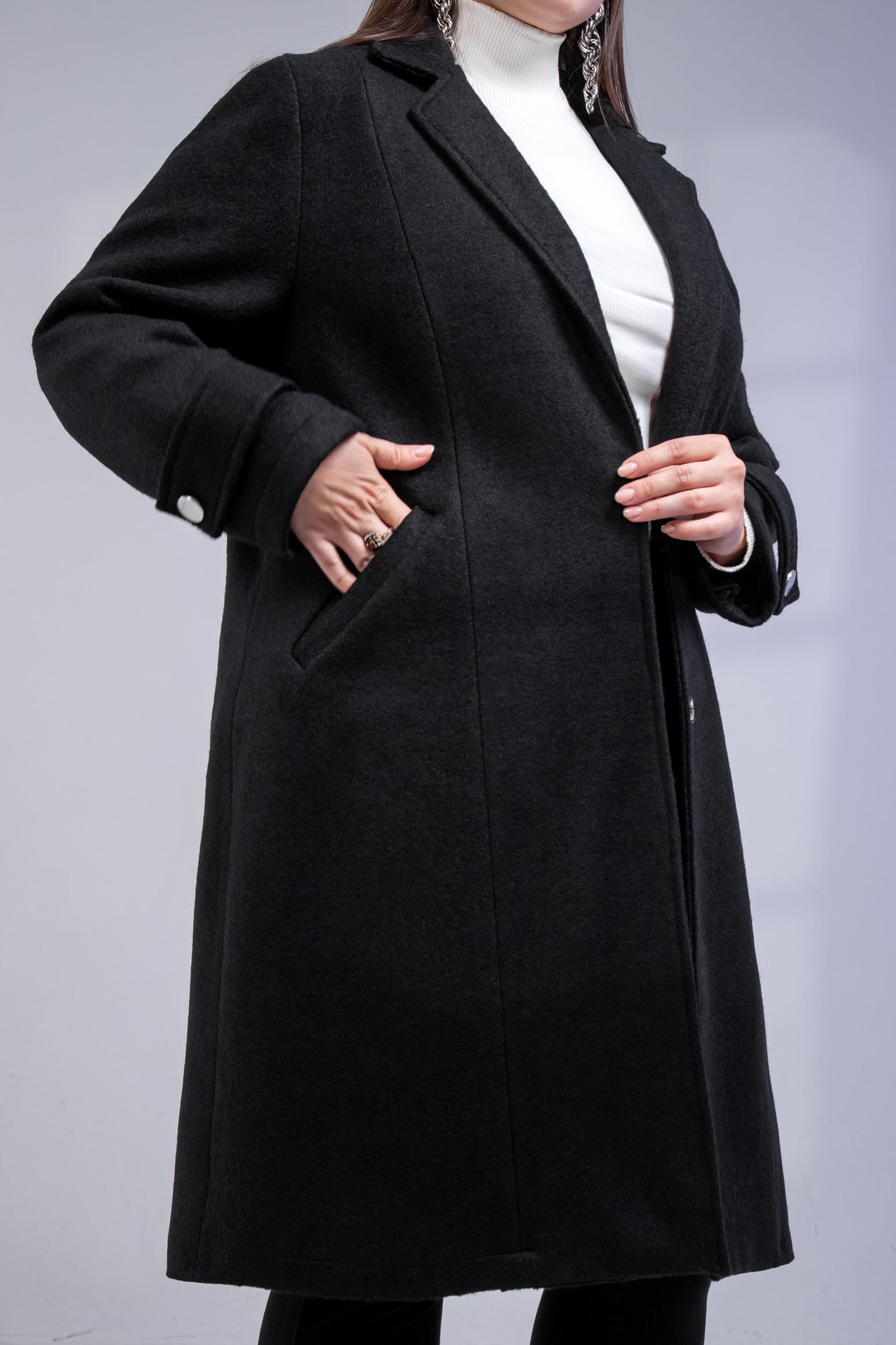 Büyük Beden 3330246 Çıt Çıt Detaylı Kaban Siyah