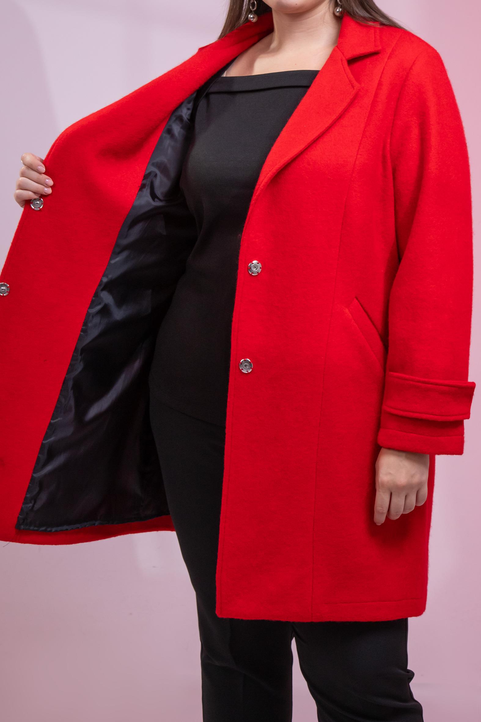 Büyük Beden 3330246 Çıt Çıt Detaylı Kaban Kırmızı