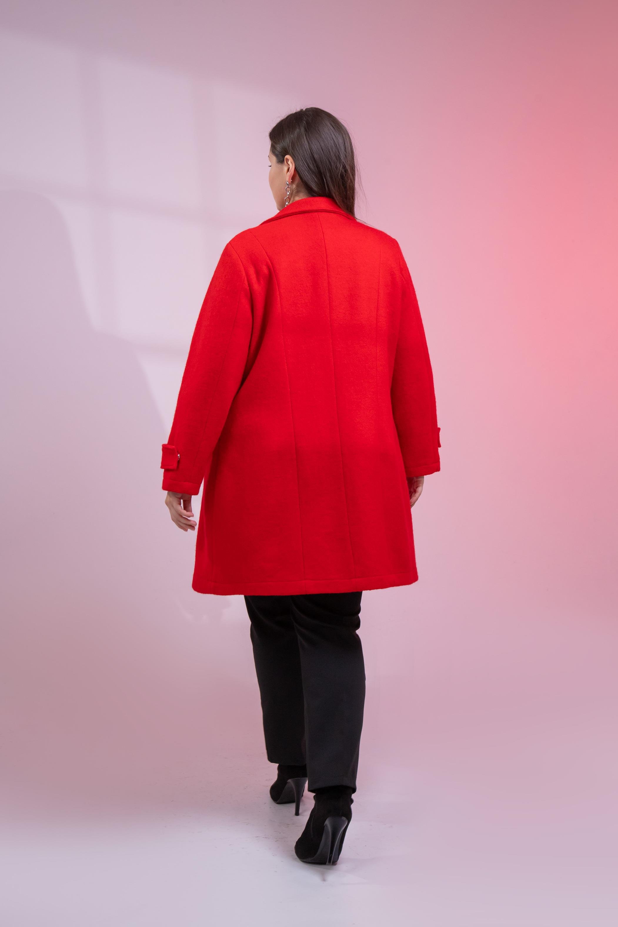 Büyük Beden 3330246 Çıt Çıt Detaylı Kaban Kırmızı