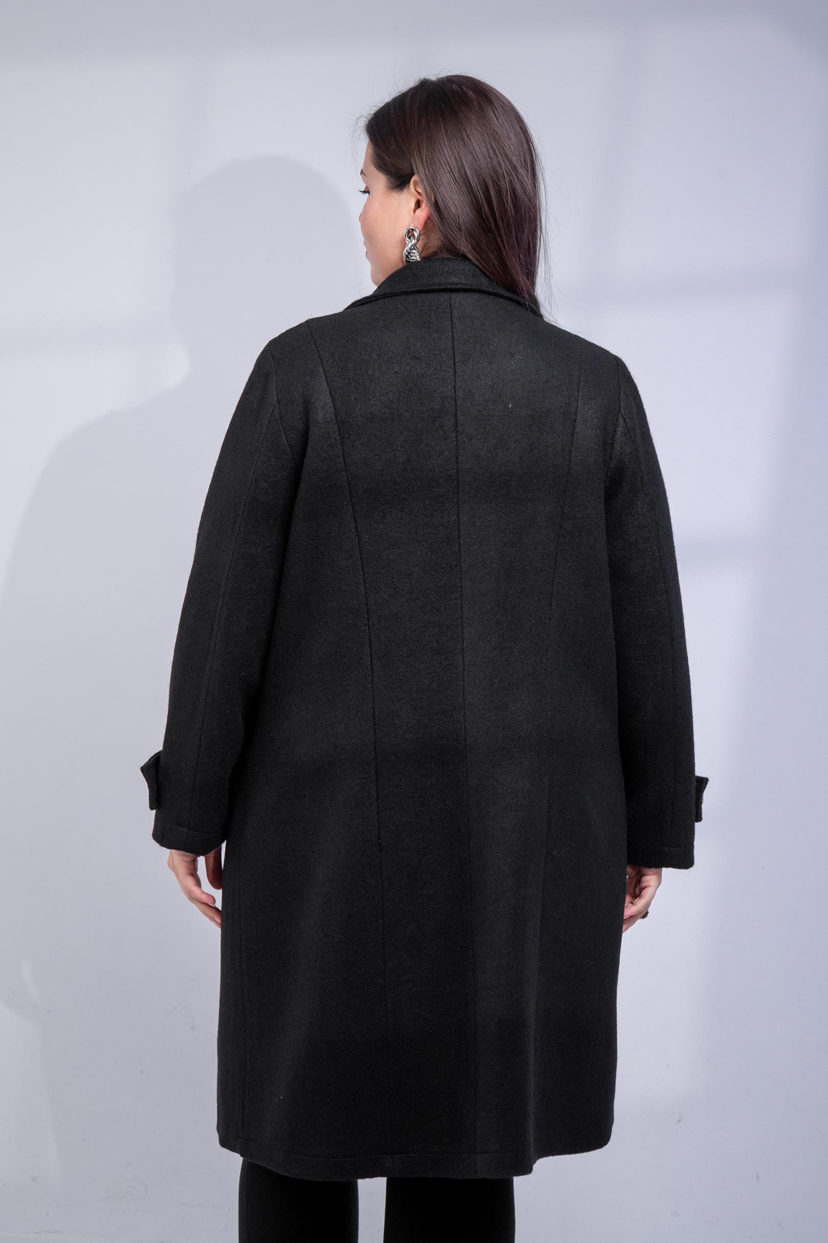 Büyük Beden 3330246 Çıt Çıt Detaylı Kaban Siyah