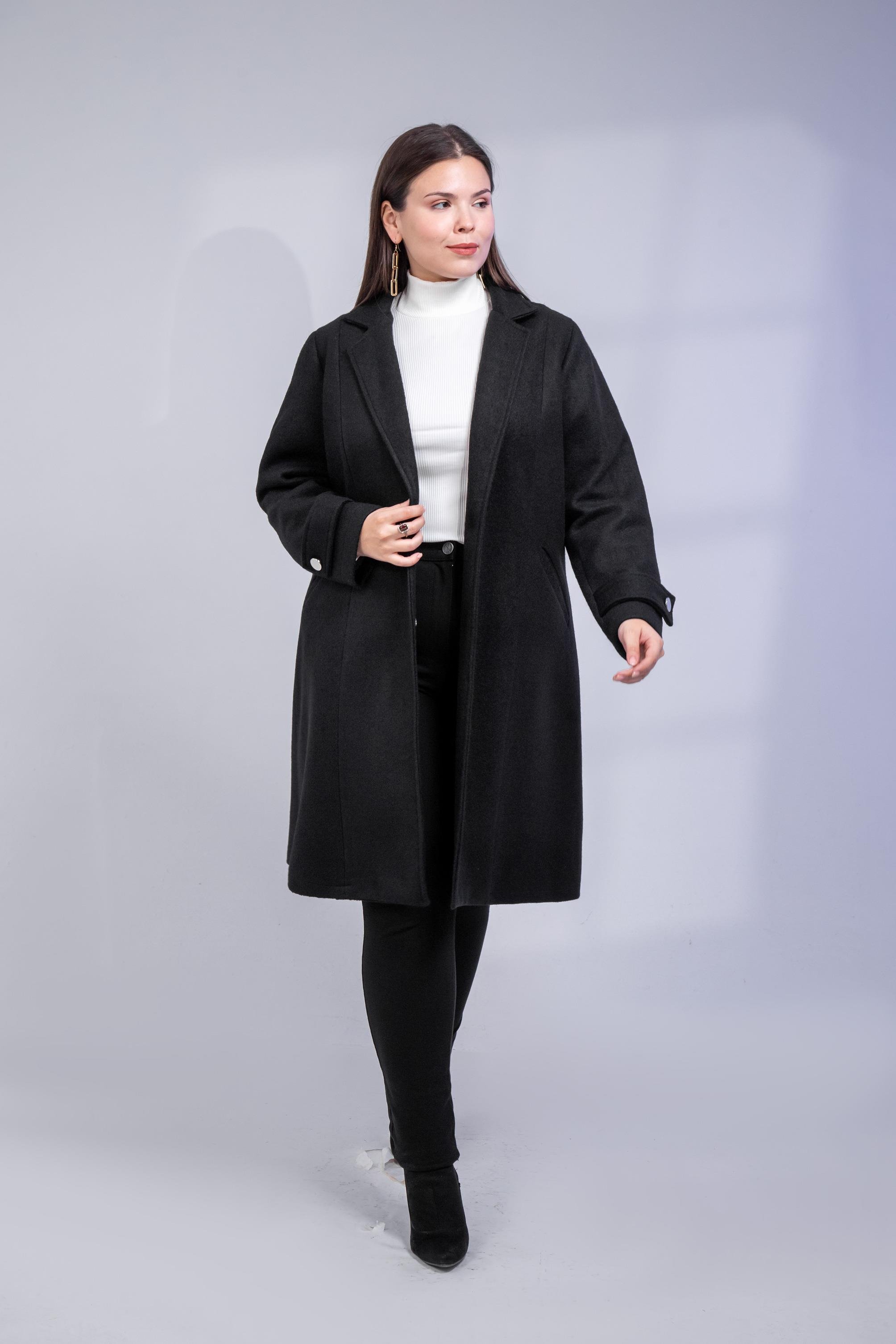 Büyük Beden 3330246 Çıt Çıt Detaylı Kaban Siyah