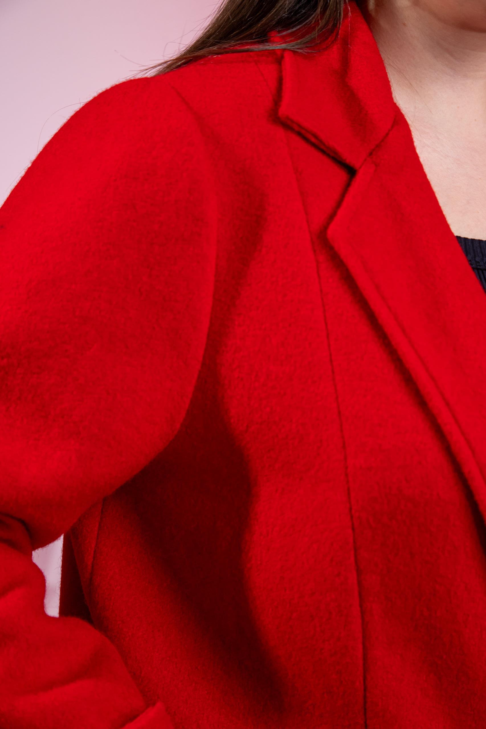 Büyük Beden 3330246 Çıt Çıt Detaylı Kaban Kırmızı