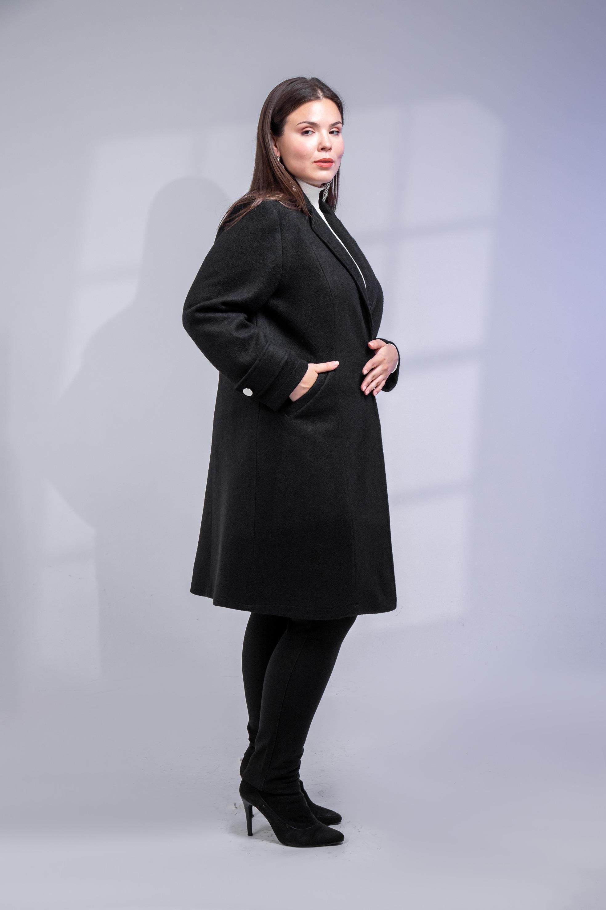 Büyük Beden 3330246 Çıt Çıt Detaylı Kaban Siyah