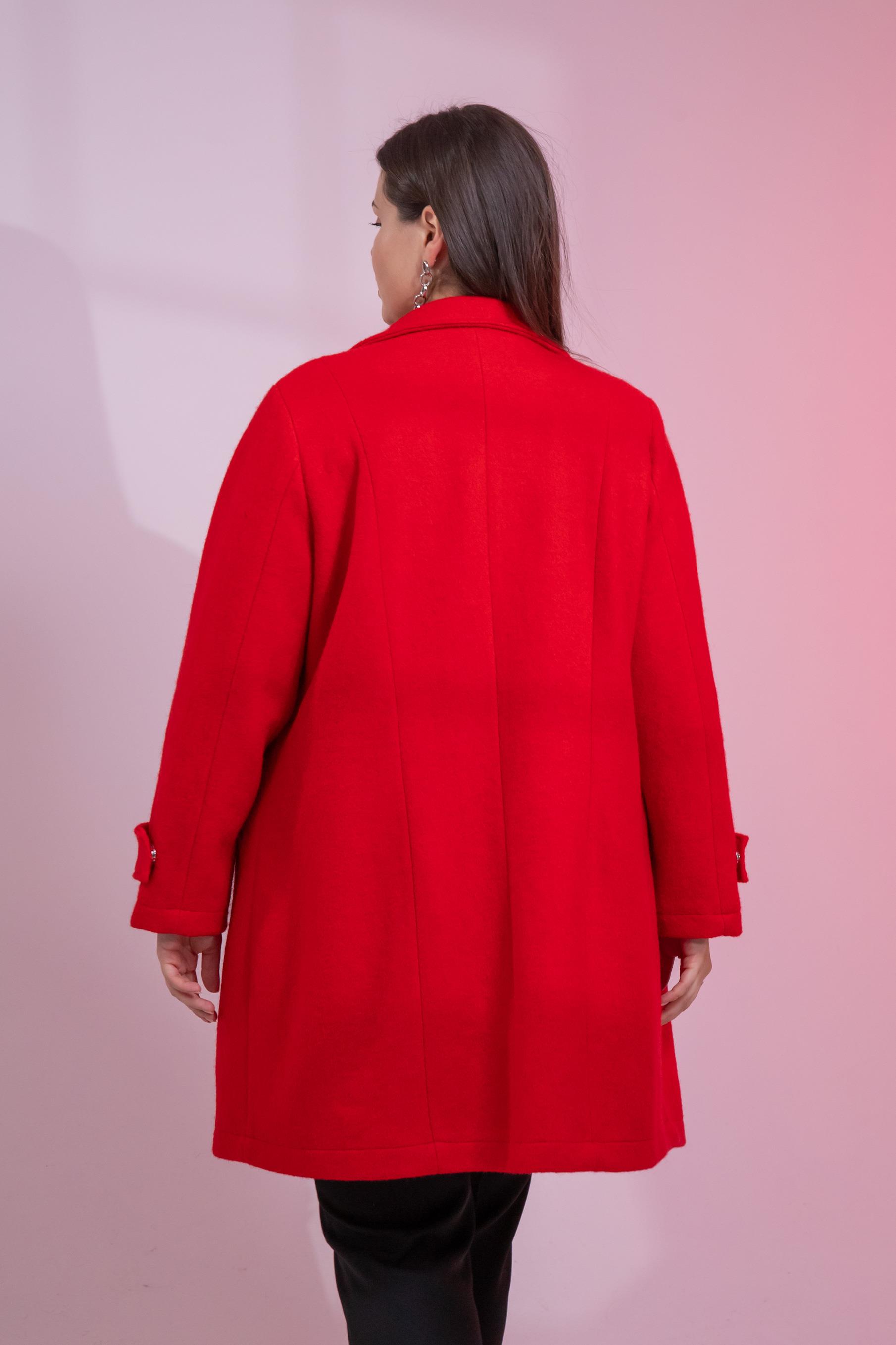 Büyük Beden 3330246 Çıt Çıt Detaylı Kaban Kırmızı