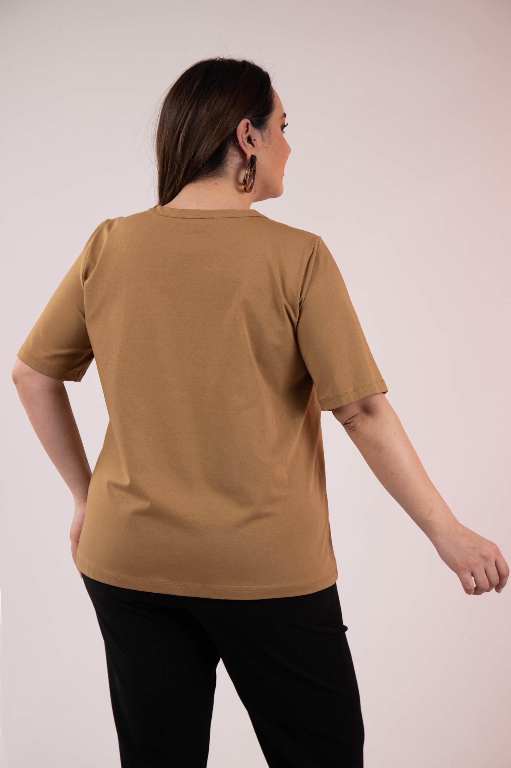 Büyük Beden 3330295 Baskı Desenli Bluz  Camel