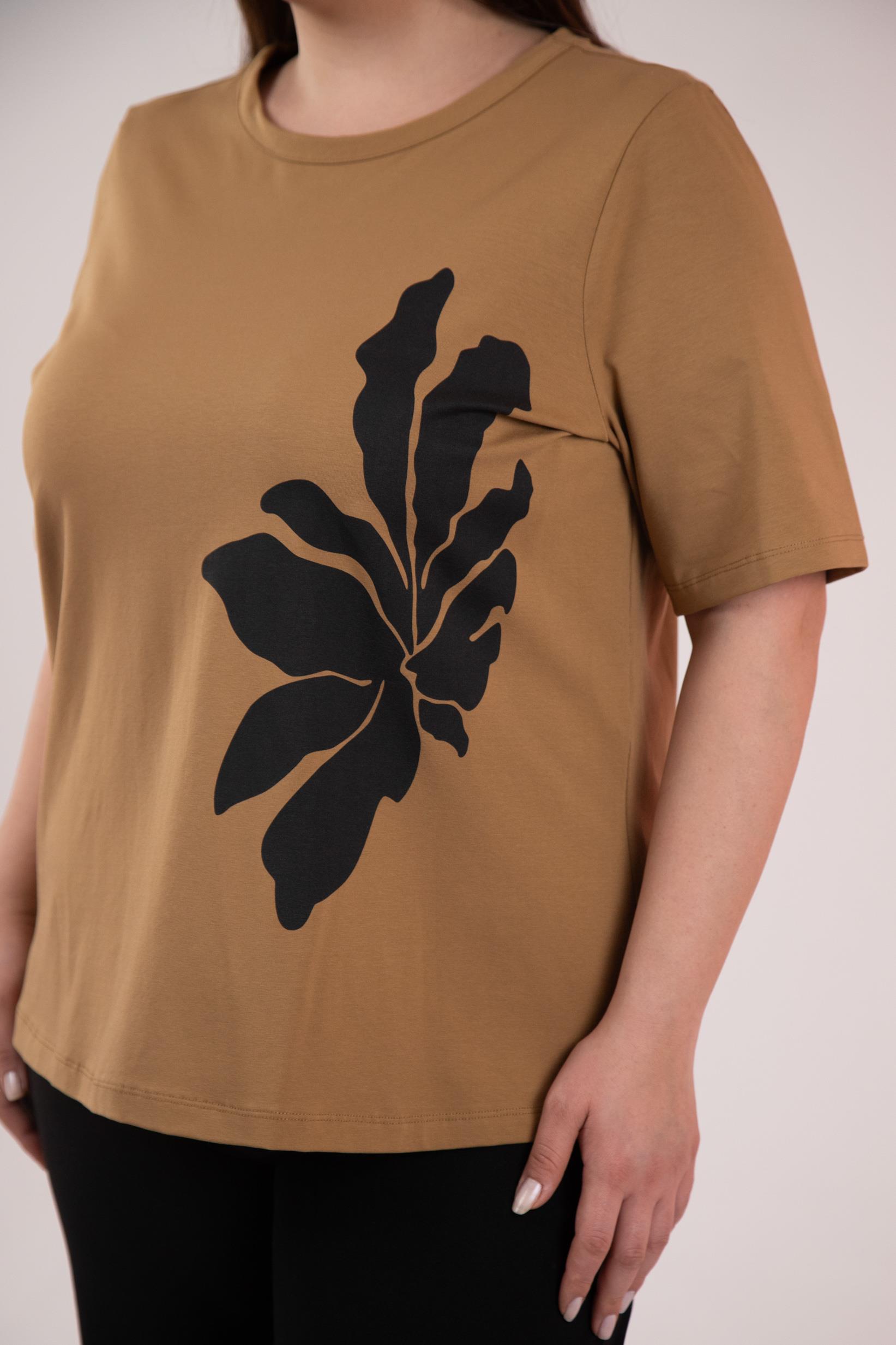Büyük Beden 3330295 Baskı Desenli Bluz  Camel