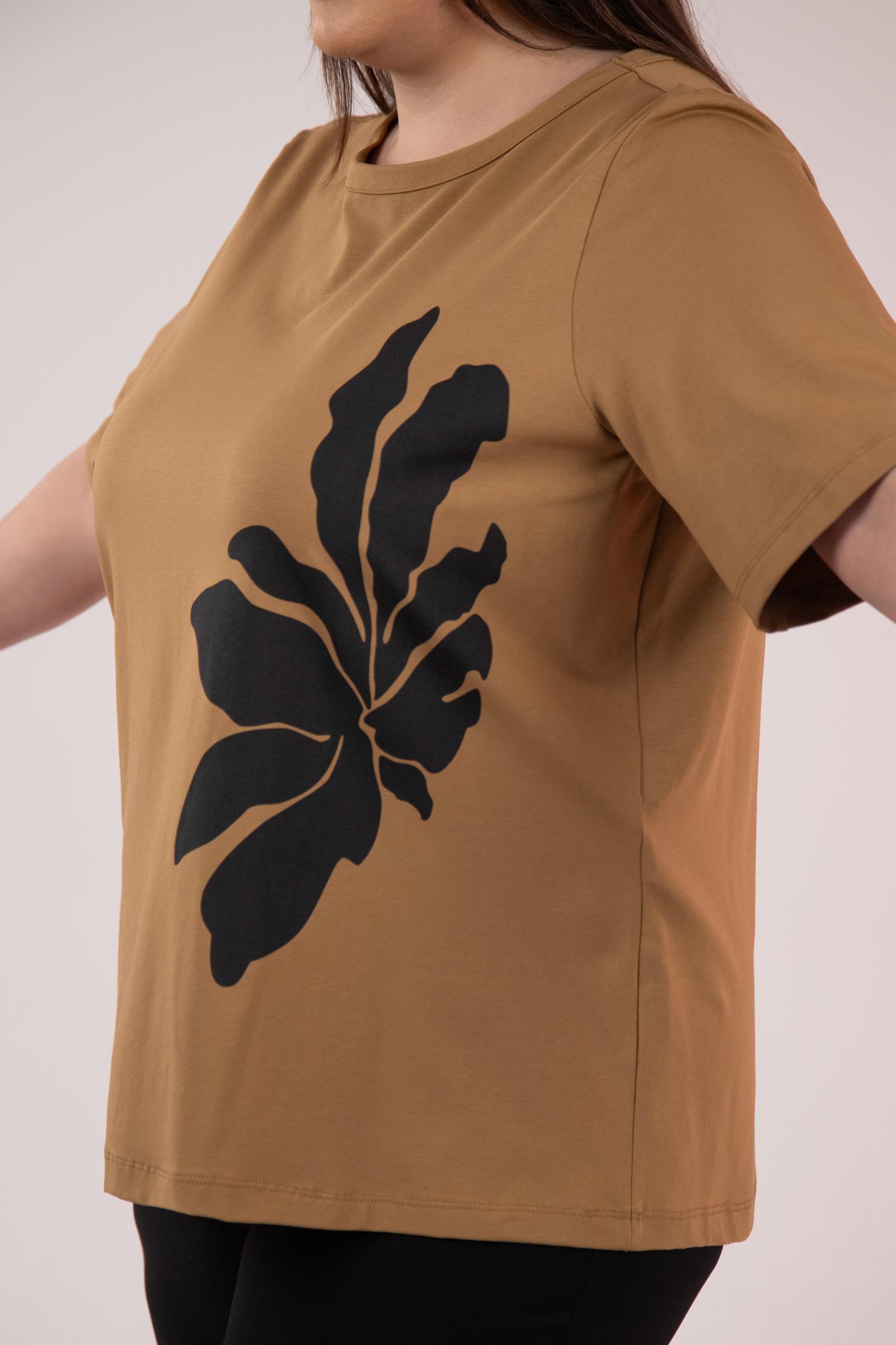 Büyük Beden 3330295 Baskı Desenli Bluz  Camel