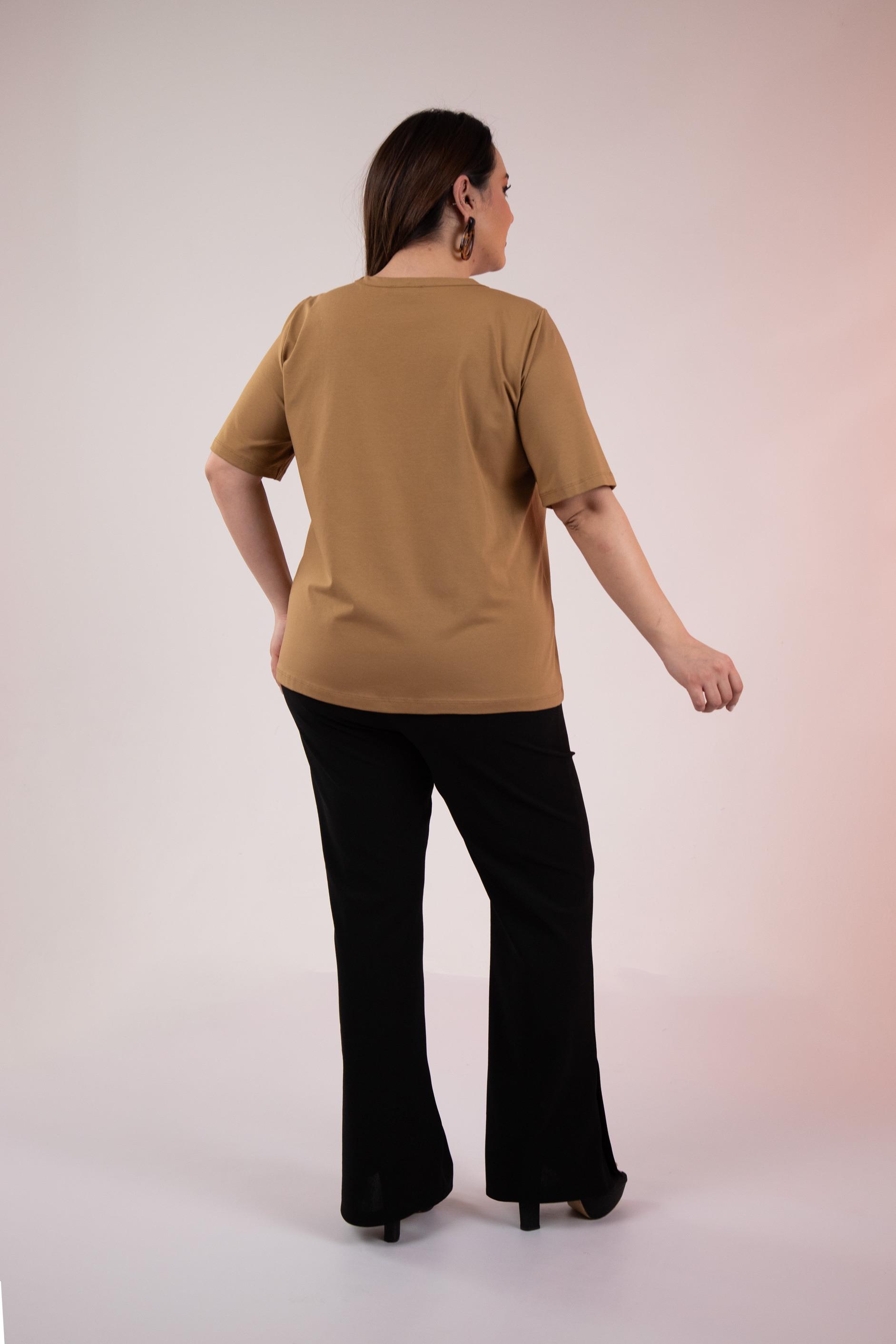 Büyük Beden 3330295 Baskı Desenli Bluz  Camel
