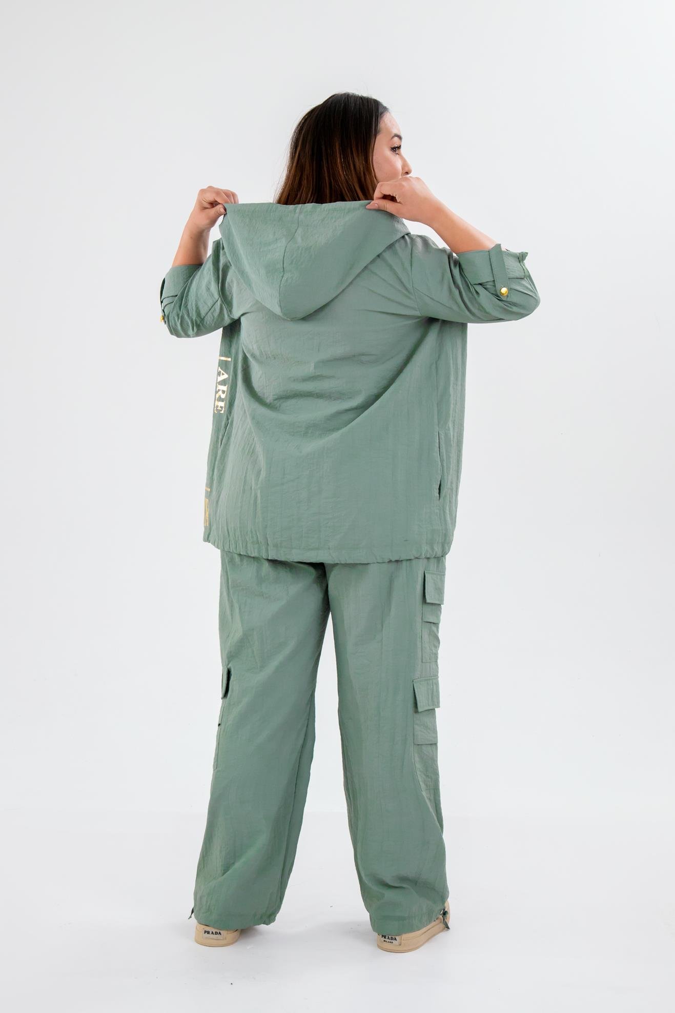 Büyük Beden 33303 Baskılı Sweat Haki