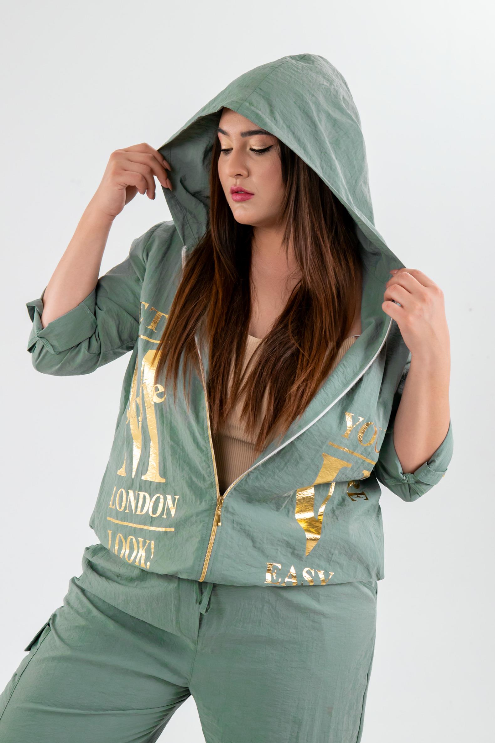 Büyük Beden 33303 Baskılı Sweat Haki