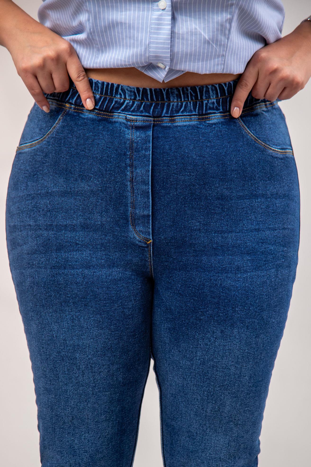 Büyük Beden 333052 Beli Lastikli Denim Pantolon  Mavi