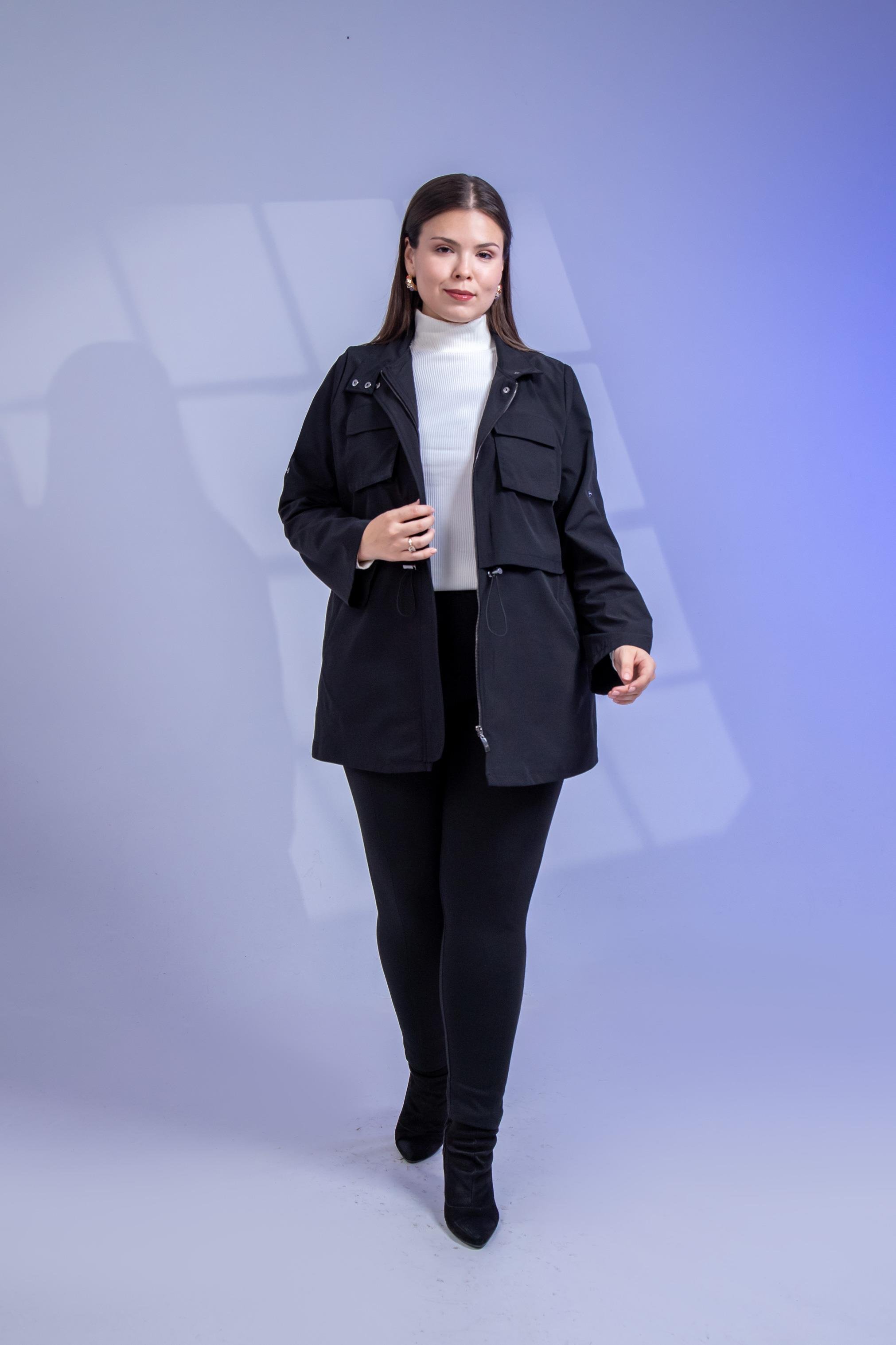 Büyük Beden 3330640 Cep Detaylı Trençkot Ceket  Siyah