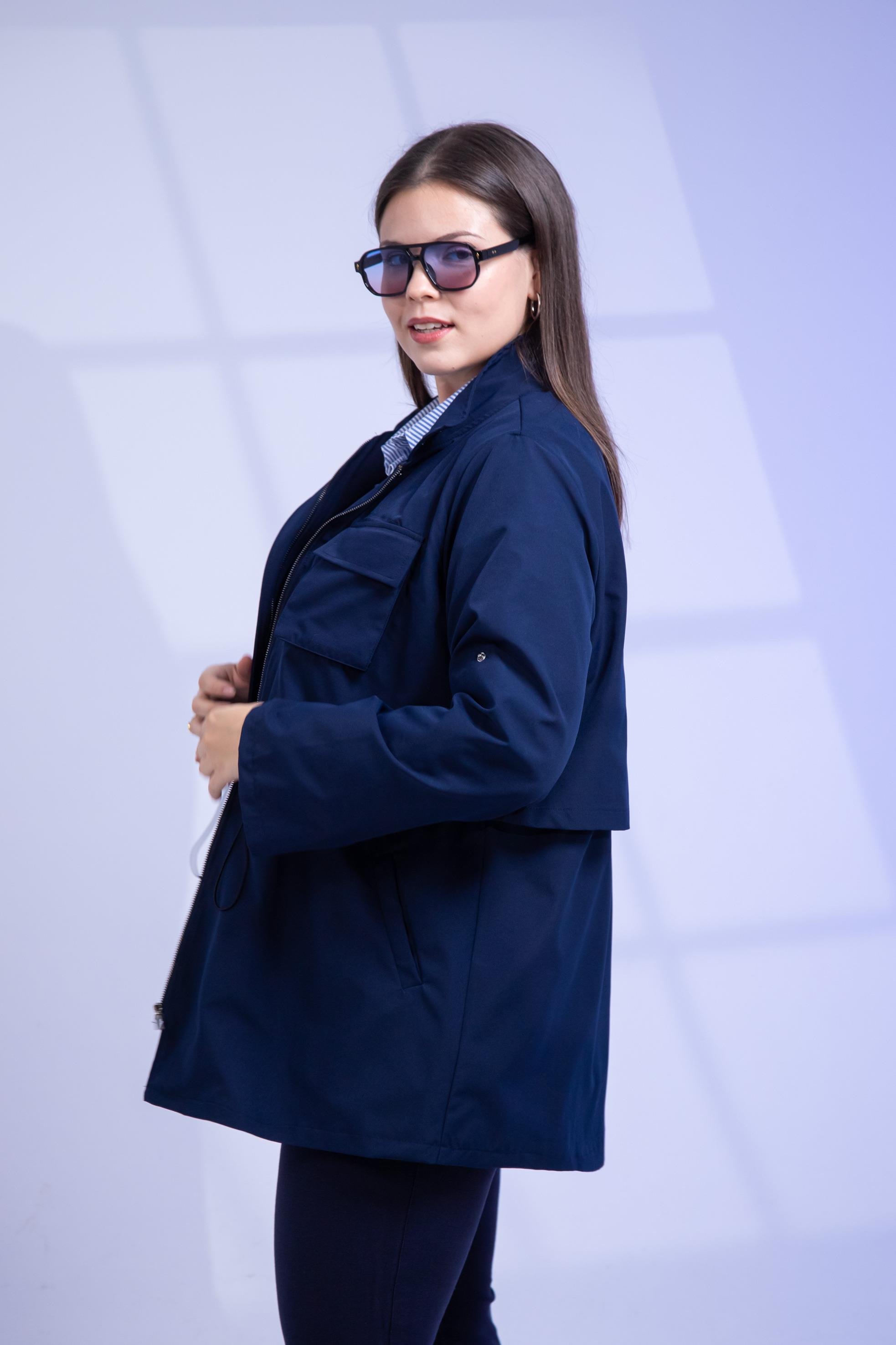 Büyük Beden 3330640 Cep Detaylı Trençkot Ceket  Lacivert