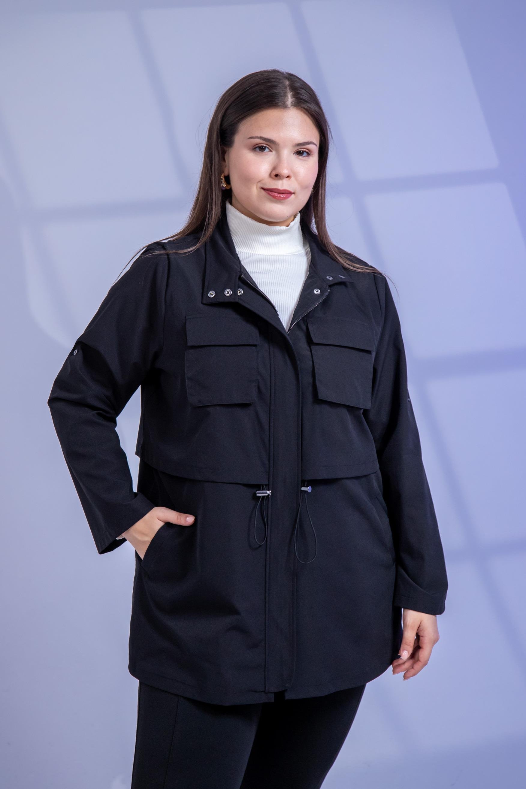 Büyük Beden 3330640 Cep Detaylı Trençkot Ceket  Siyah