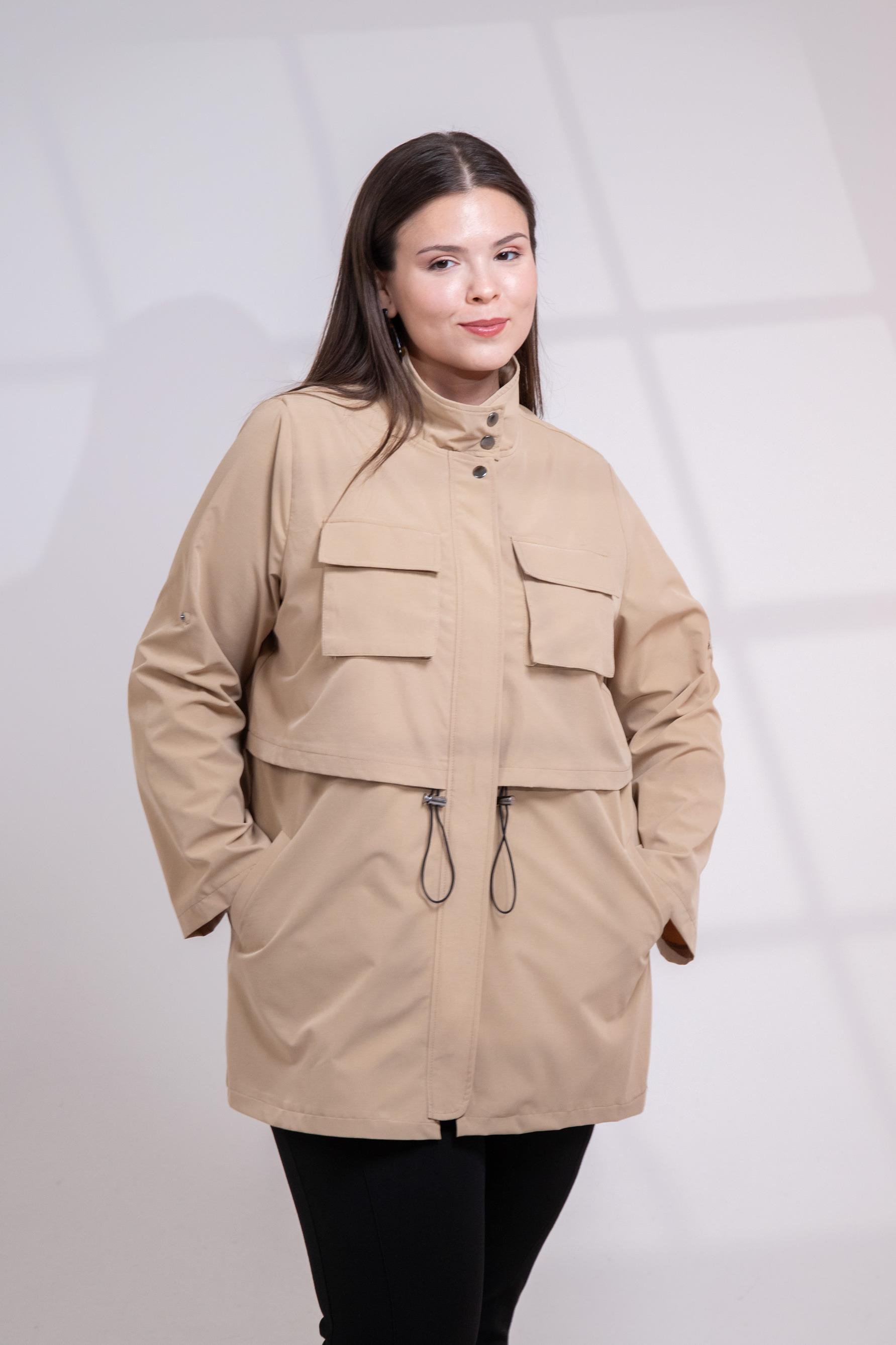 Büyük Beden 3330640 Cep Detaylı Trençkot Ceket  Camel