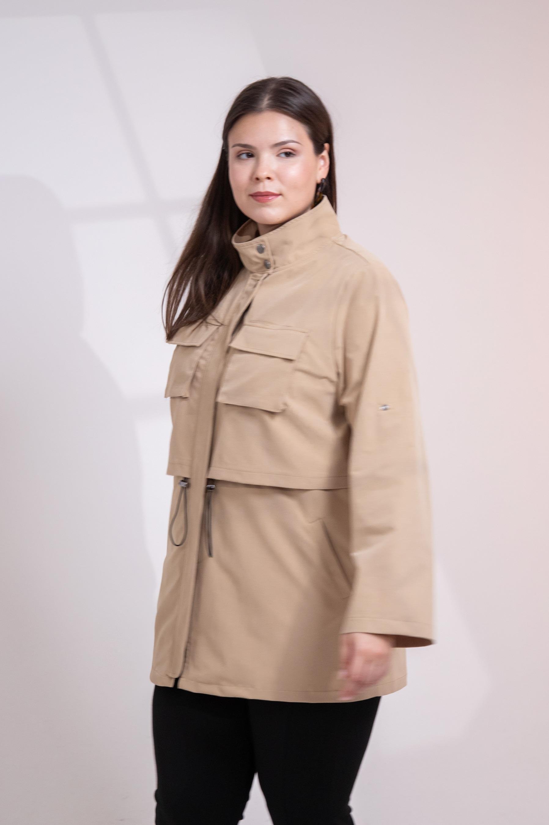 Büyük Beden 3330640 Cep Detaylı Trençkot Ceket  Camel