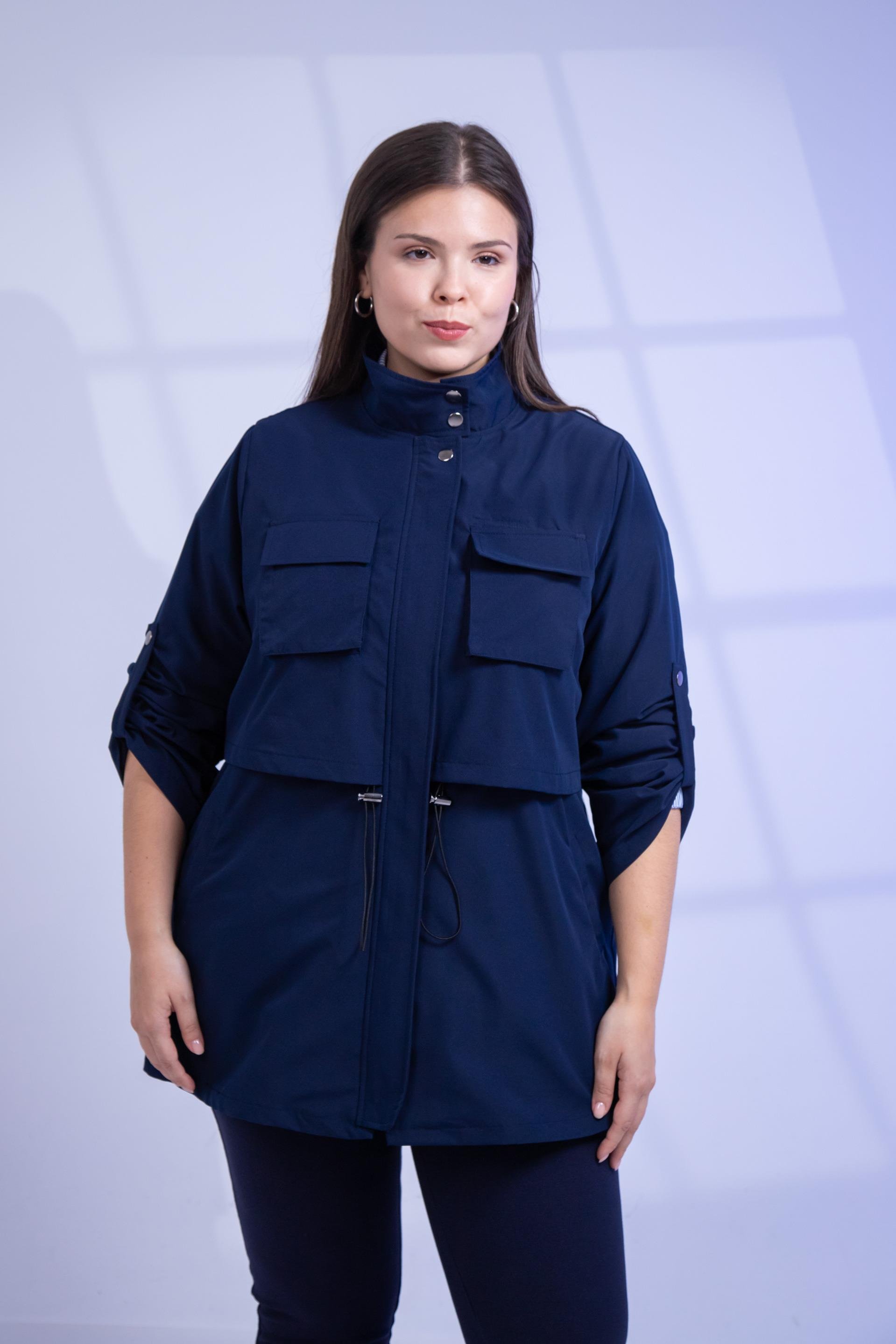 Büyük Beden 3330640 Cep Detaylı Trençkot Ceket  Lacivert