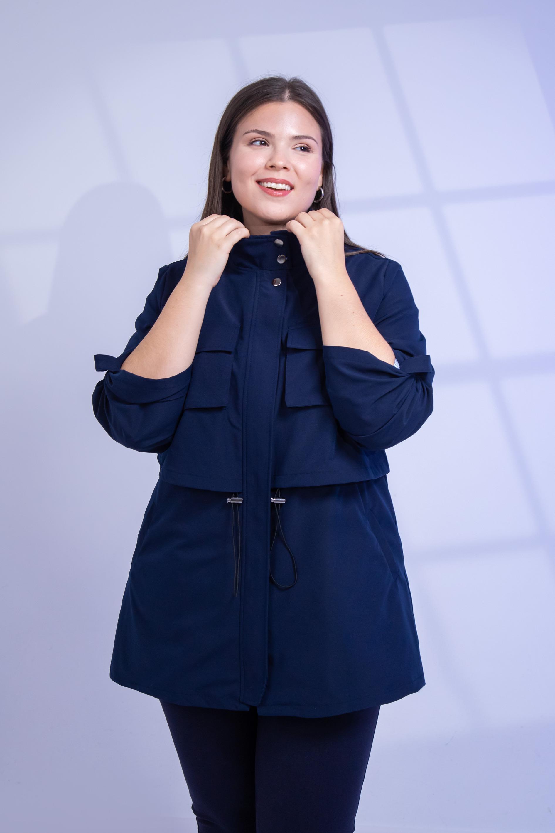 Büyük Beden 3330640 Cep Detaylı Trençkot Ceket  Lacivert