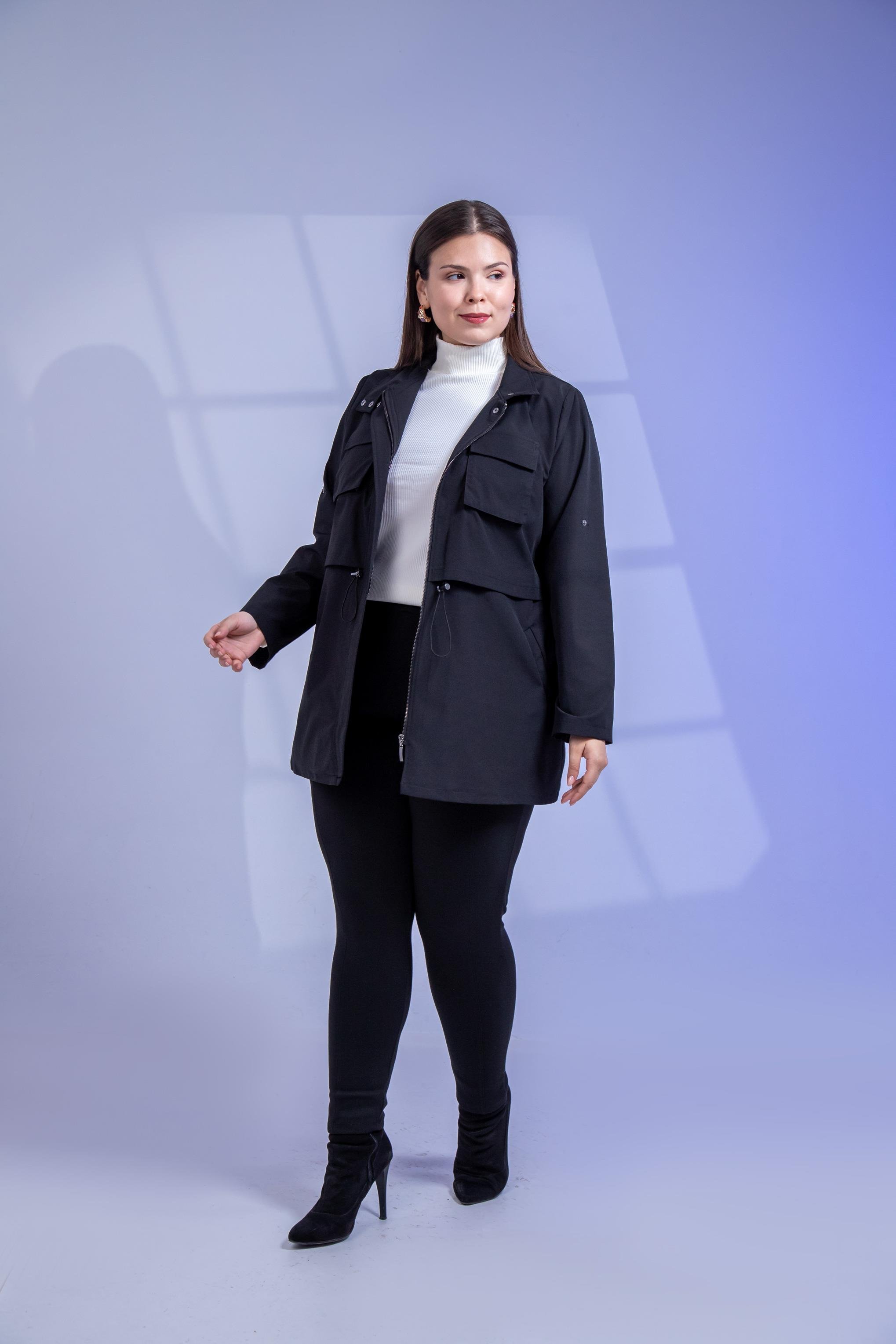 Büyük Beden 3330640 Cep Detaylı Trençkot Ceket  Siyah