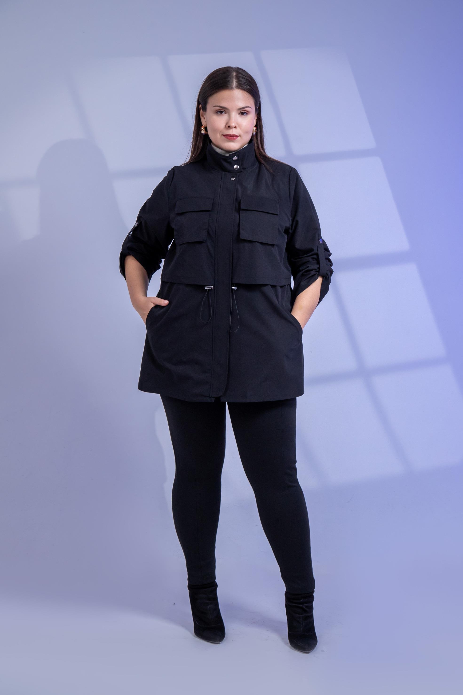 Büyük Beden 3330640 Cep Detaylı Trençkot Ceket  Siyah