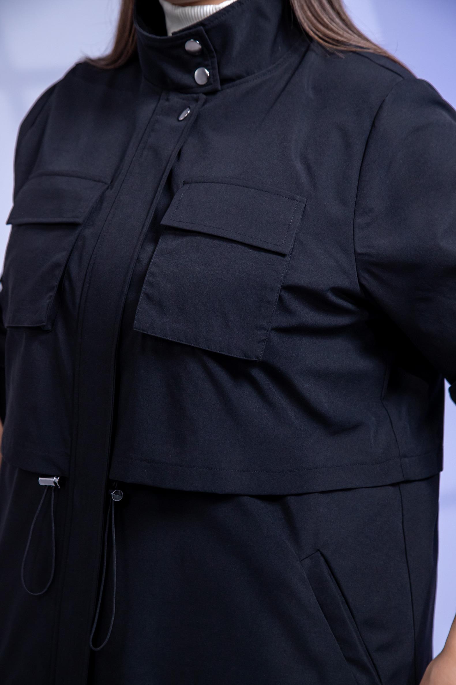 Büyük Beden 3330640 Cep Detaylı Trençkot Ceket  Siyah