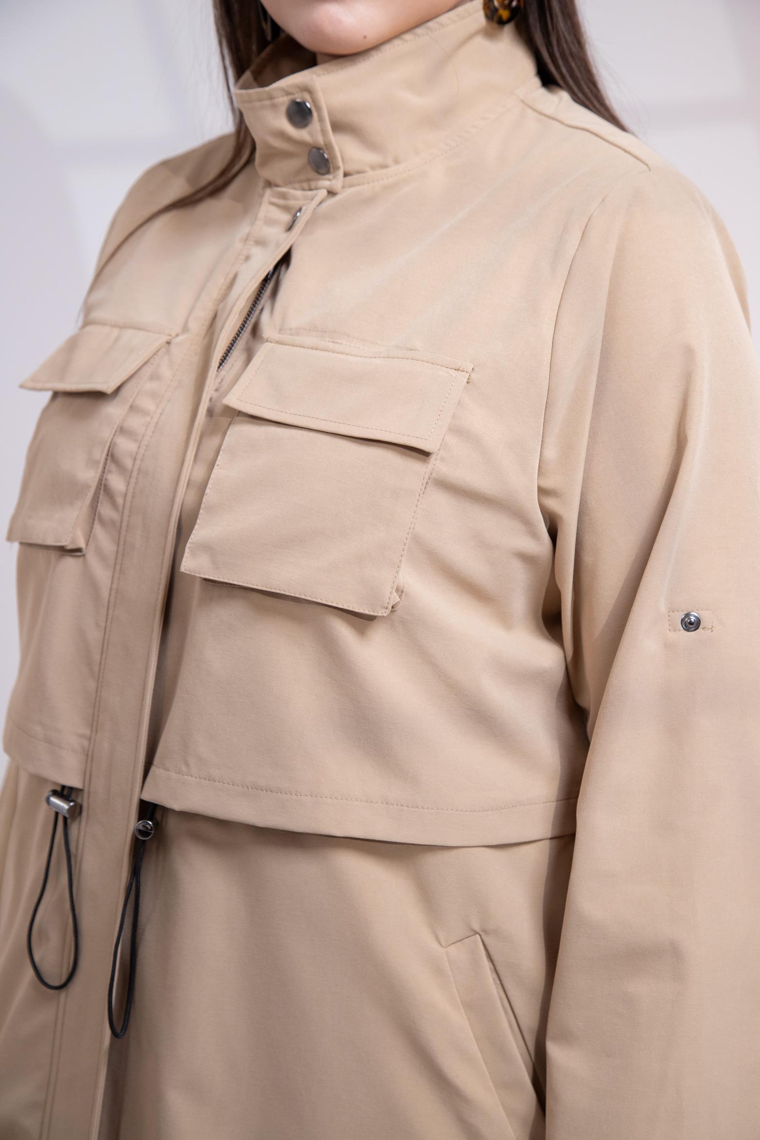 Büyük Beden 3330640 Cep Detaylı Trençkot Ceket  Camel