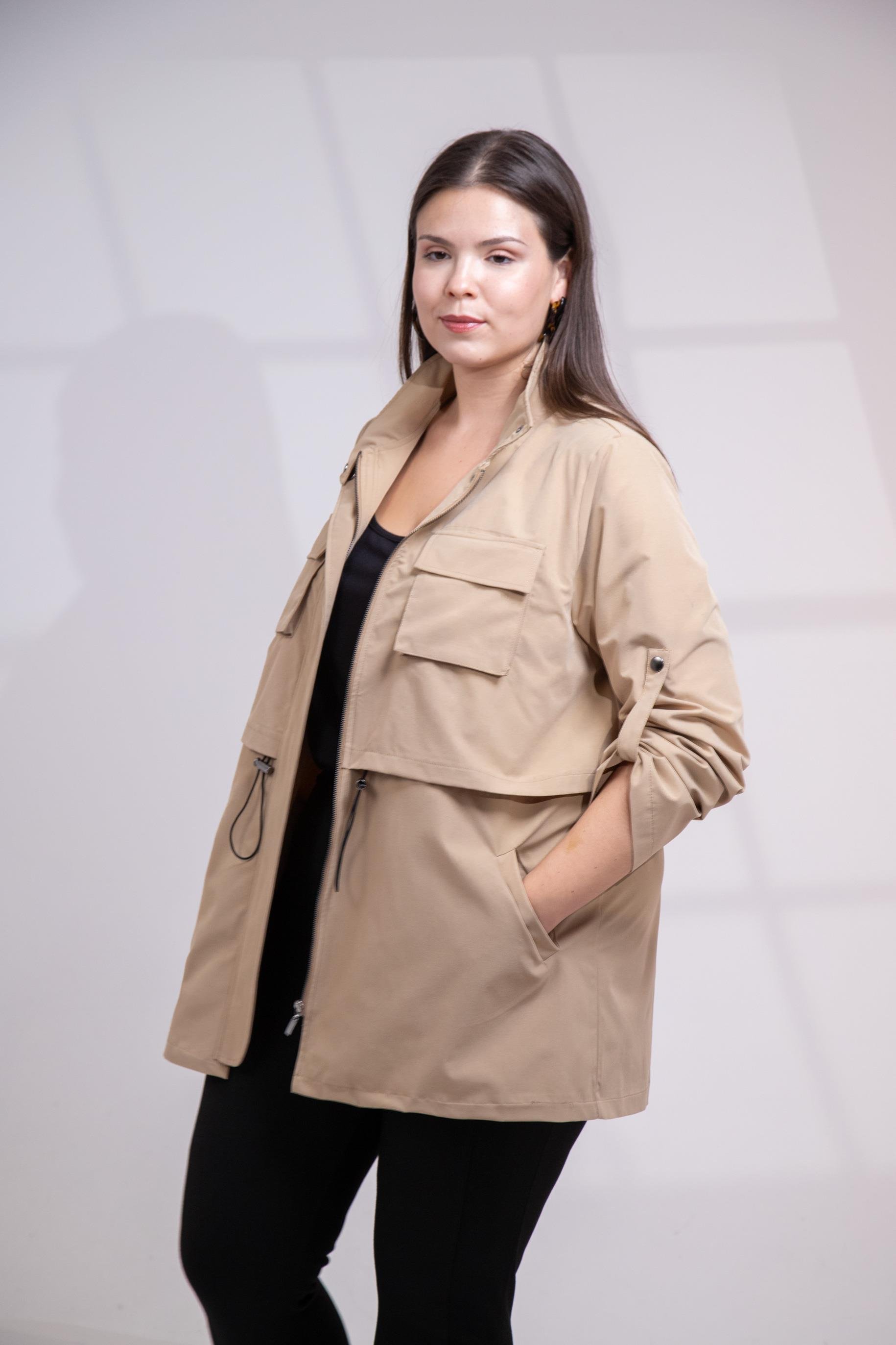 Büyük Beden 3330640 Cep Detaylı Trençkot Ceket  Camel