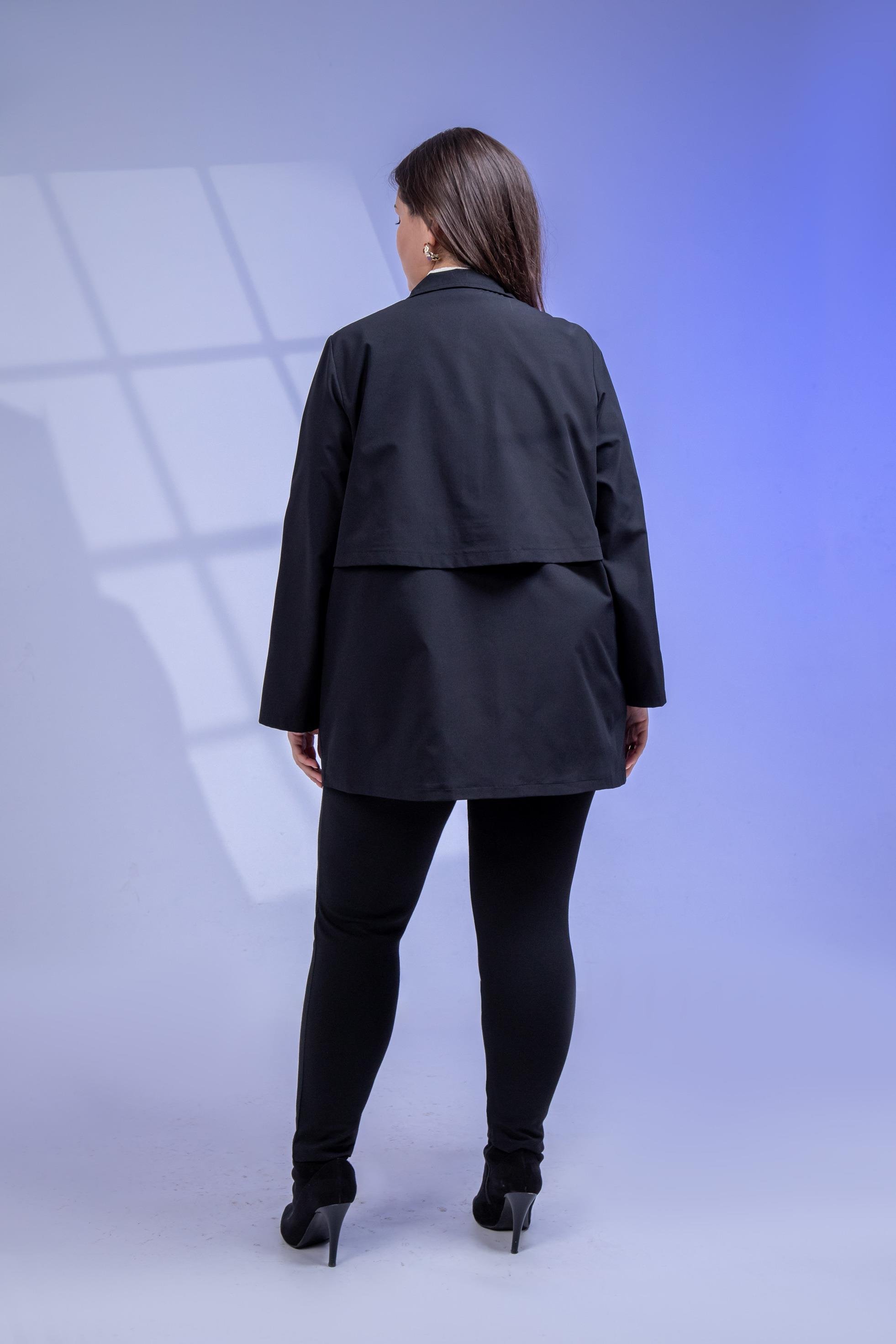 Büyük Beden 3330640 Cep Detaylı Trençkot Ceket  Siyah