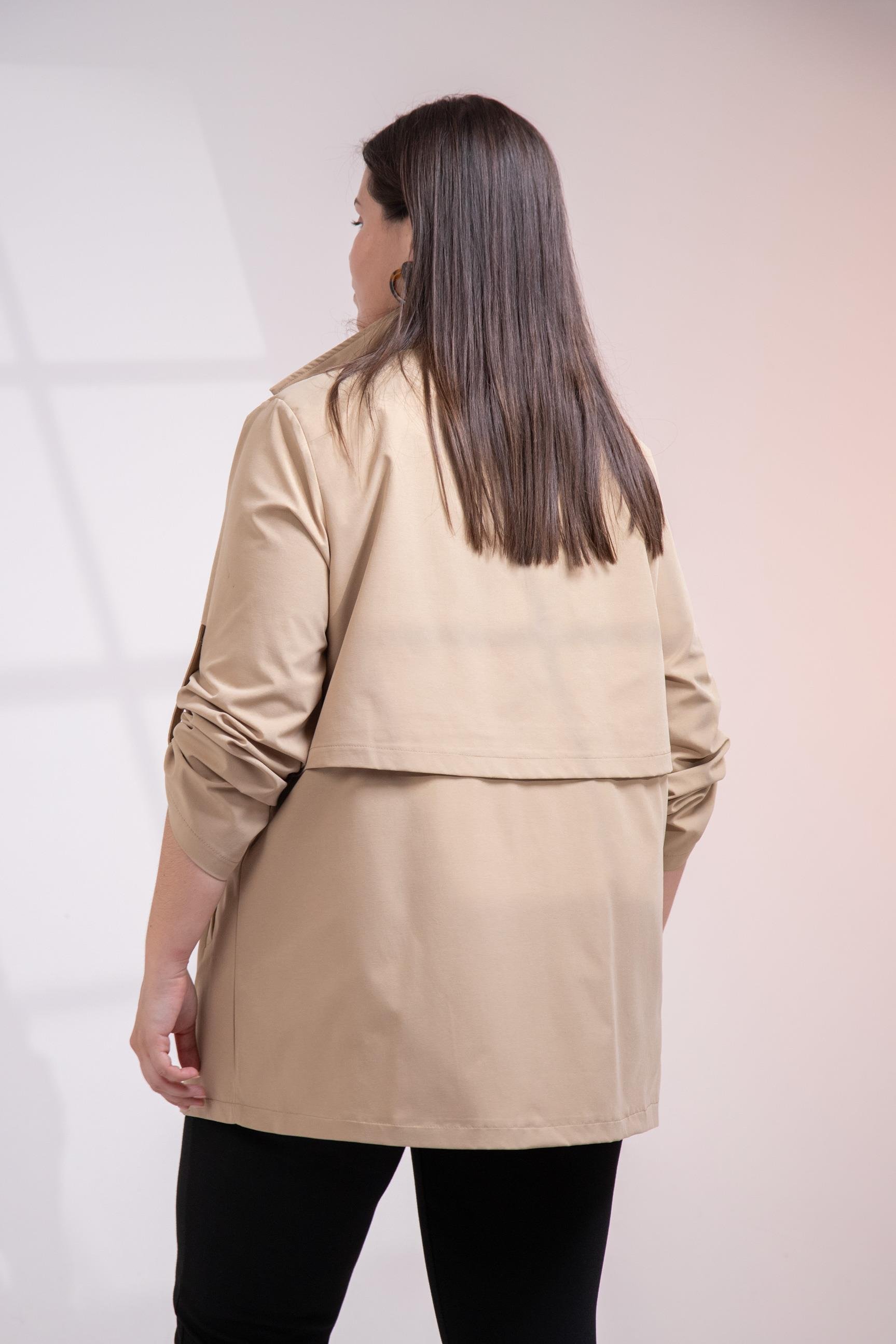 Büyük Beden 3330640 Cep Detaylı Trençkot Ceket  Camel