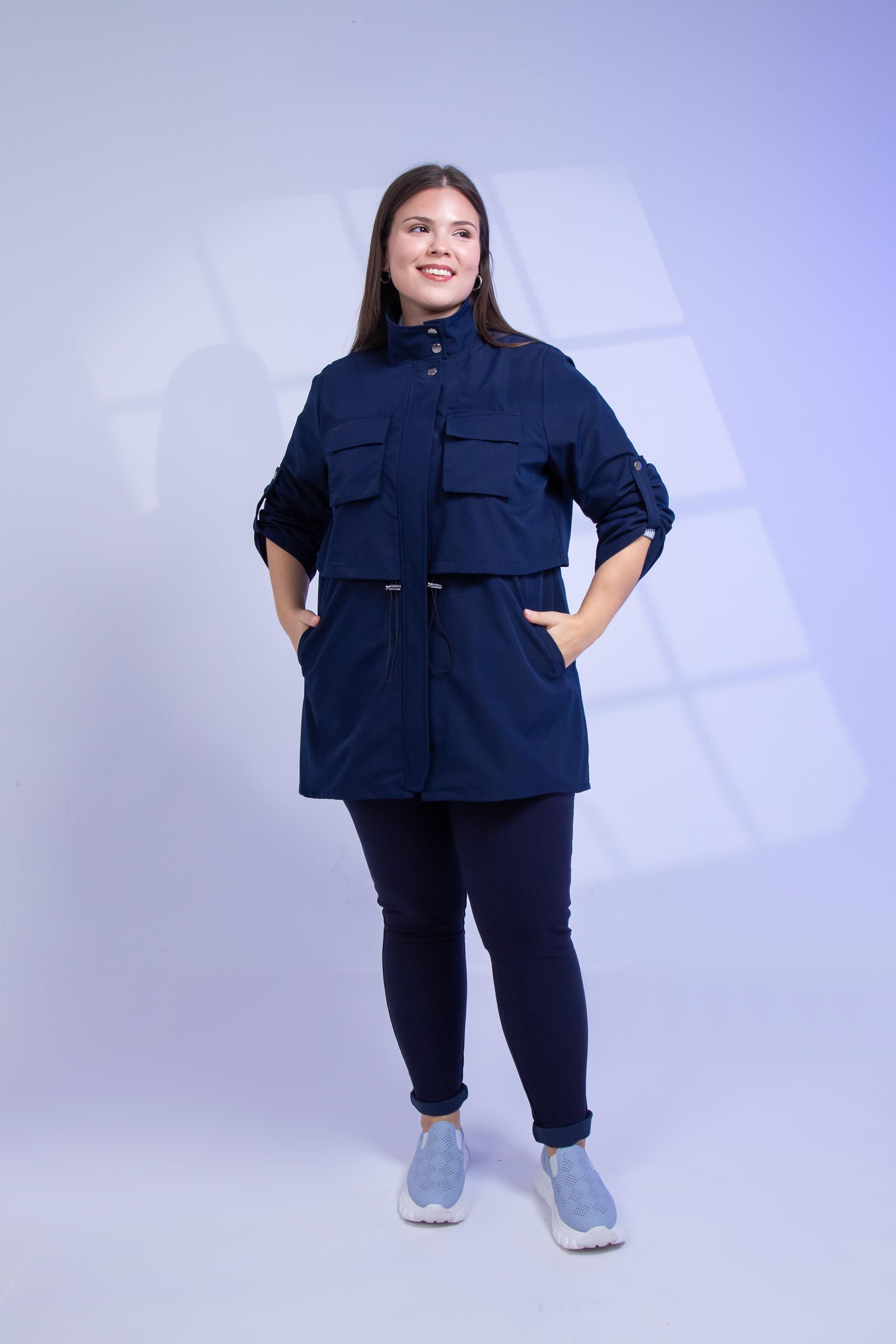 Büyük Beden 3330640 Cep Detaylı Trençkot Ceket  Lacivert