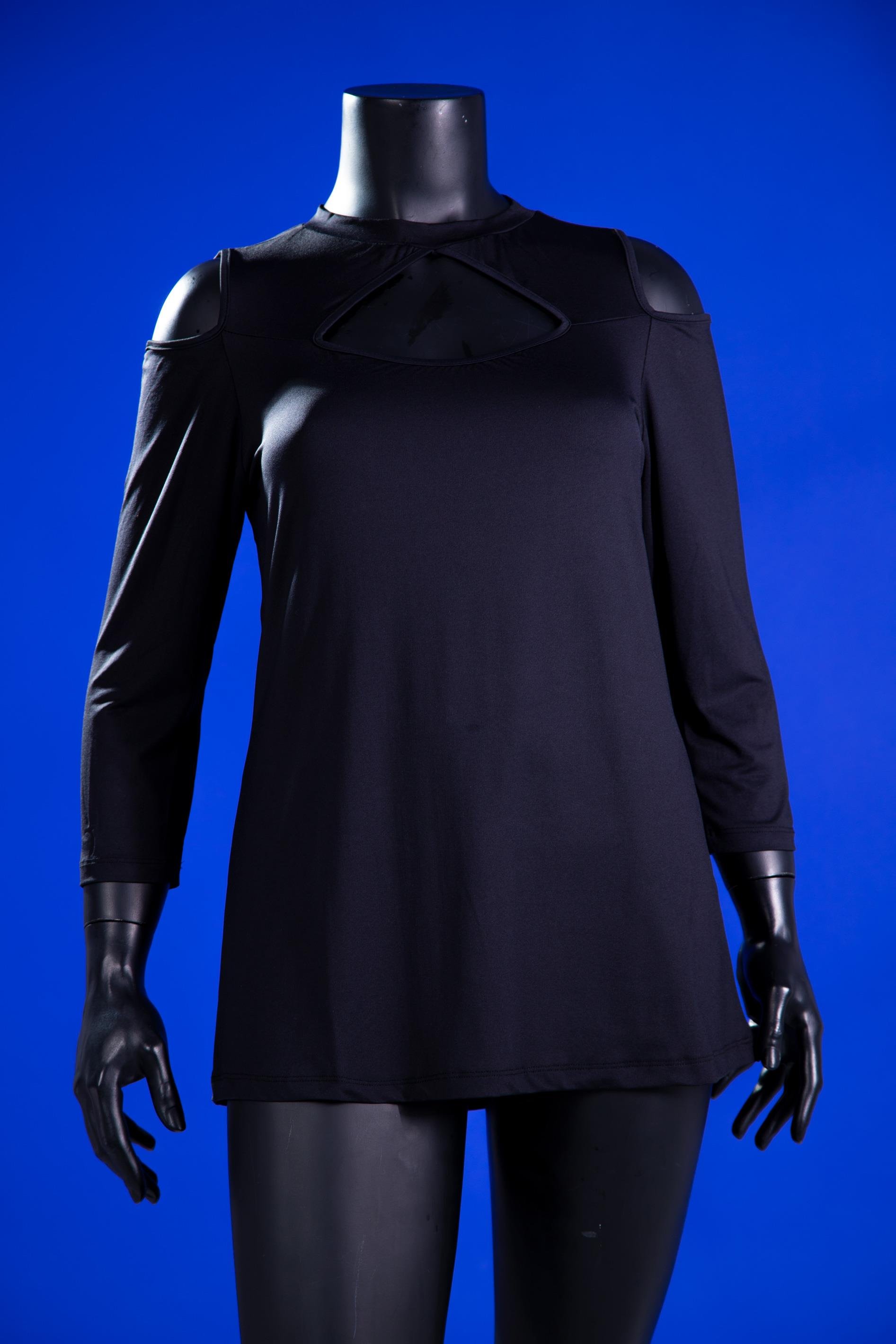 Büyük Beden 333066 Yakası-Omuzu Açık Bluz  Siyah