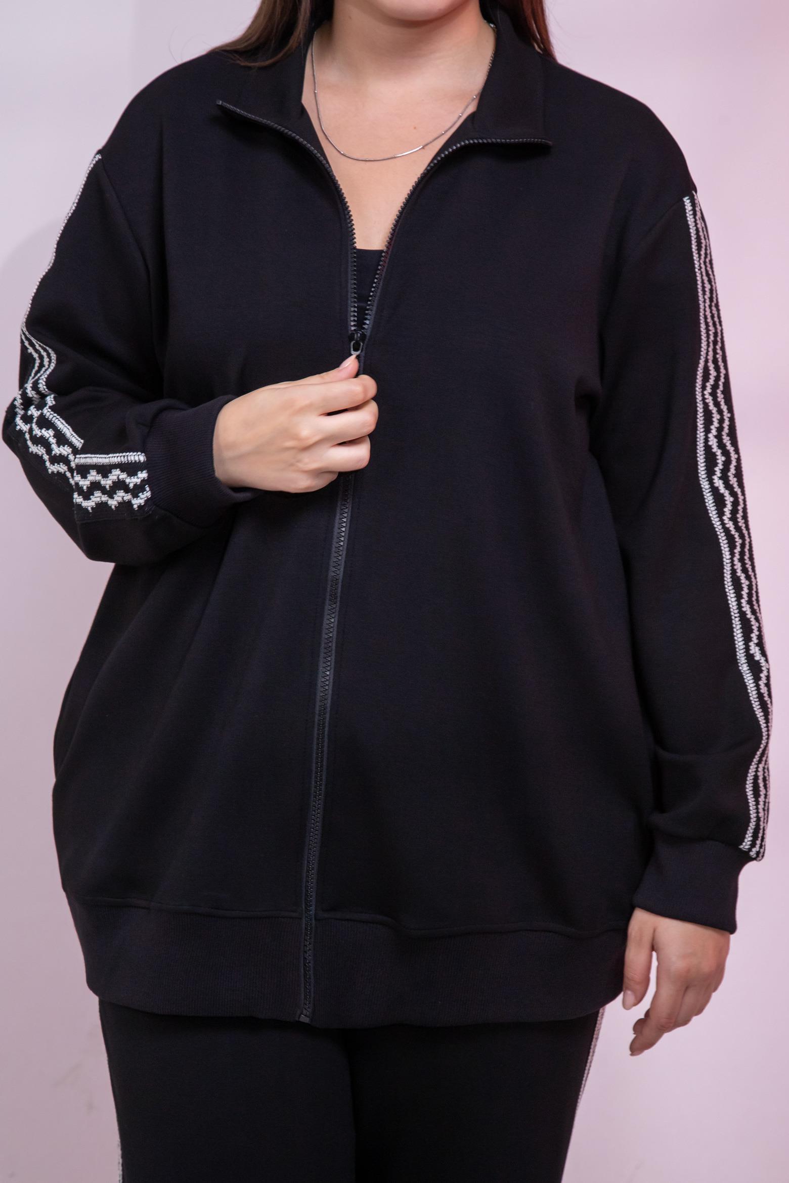 Büyük Beden 3330682 Şerit Detaylı Eşofman Takım Siyah