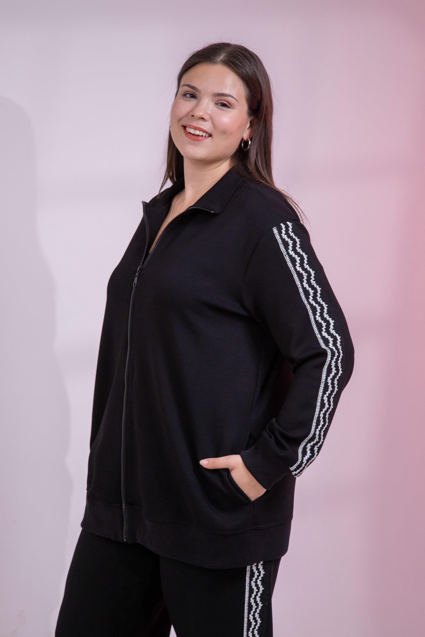 Büyük Beden 3330682 Şerit Detaylı Eşofman Takım Siyah