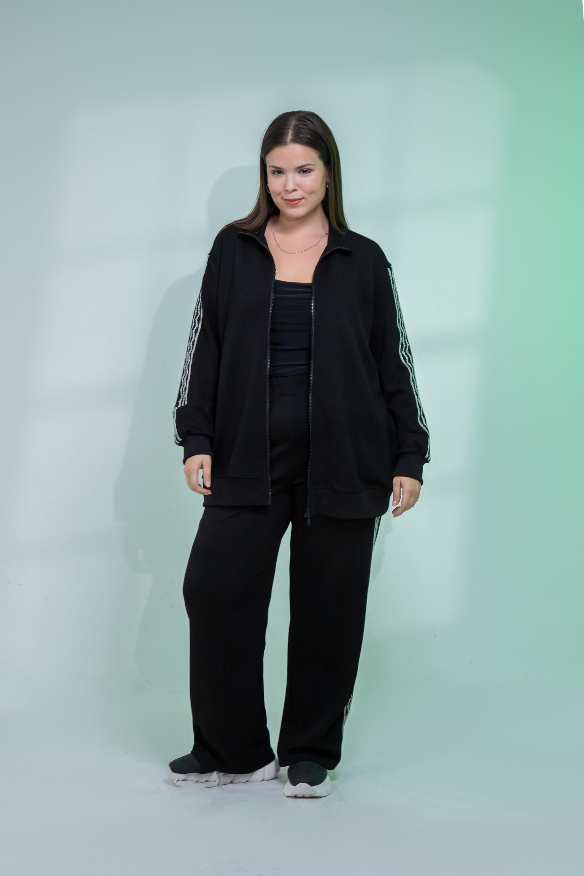 Büyük Beden 3330682 Şerit Detaylı Eşofman Takım Siyah