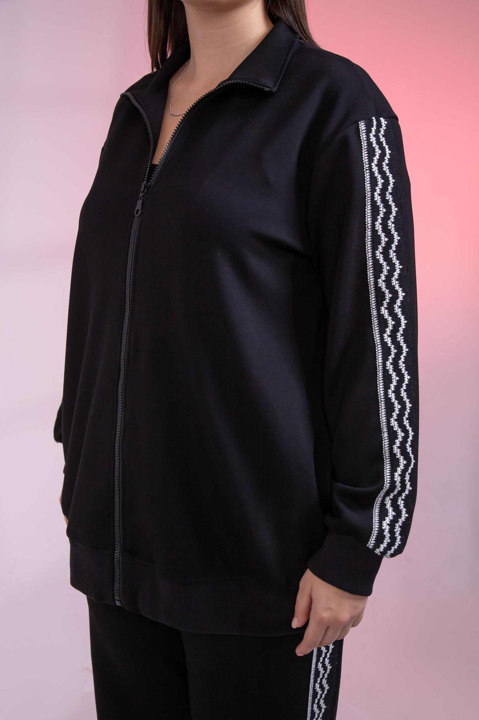 Büyük Beden 3330682 Şerit Detaylı Eşofman Takım Siyah